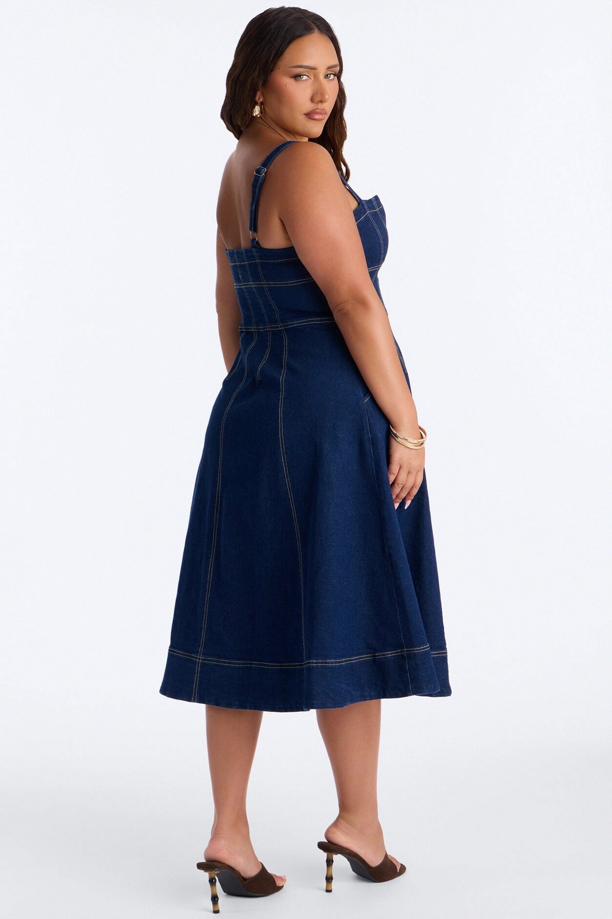 Romi Denim Midi Dress - Dark Wash
