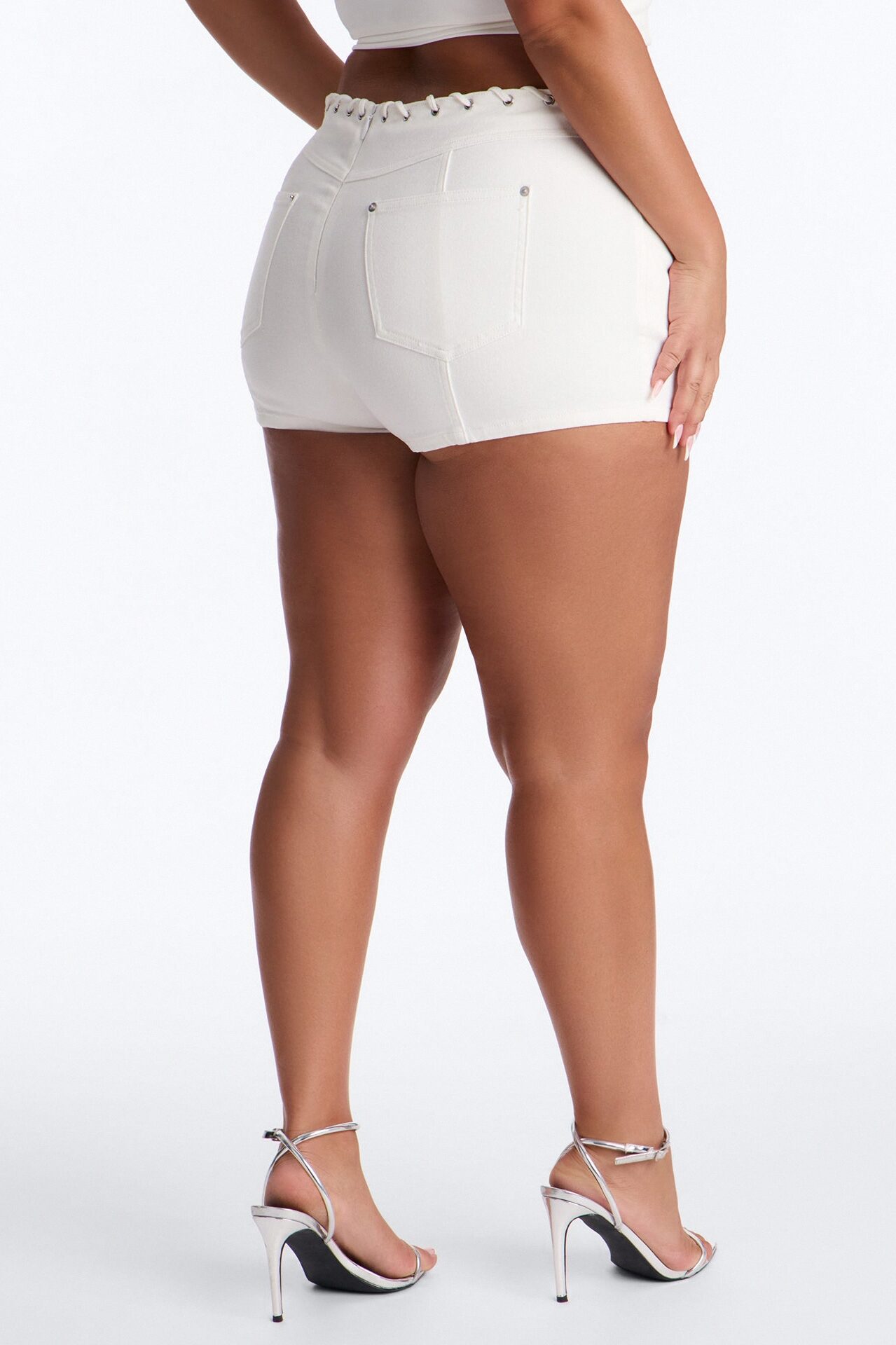 Pieces Of Me Twill Lace Up Short - Ivory