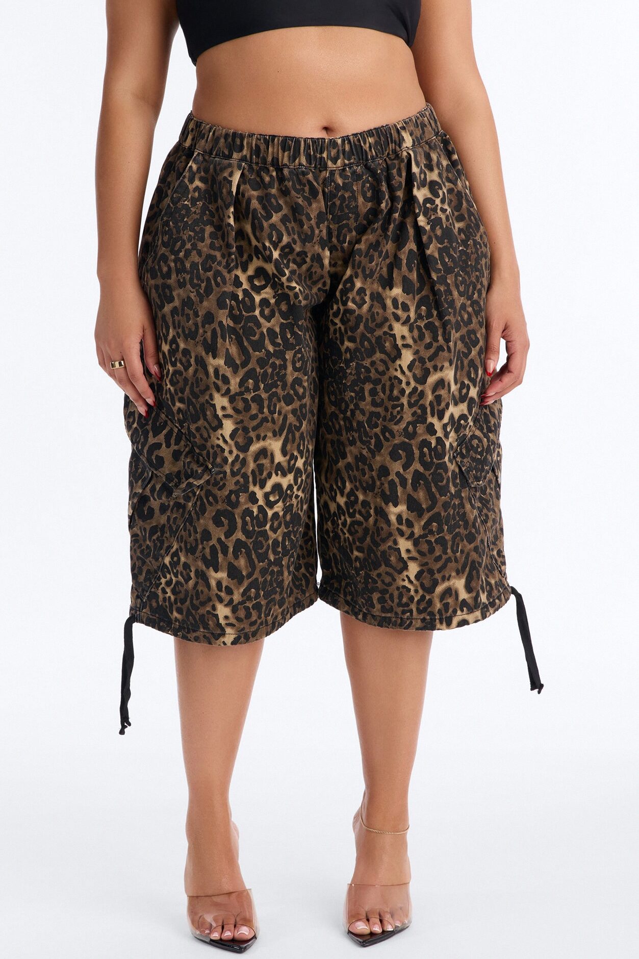 Carter Twill Cargo Bubble Hem Bermuda Short - Leopard