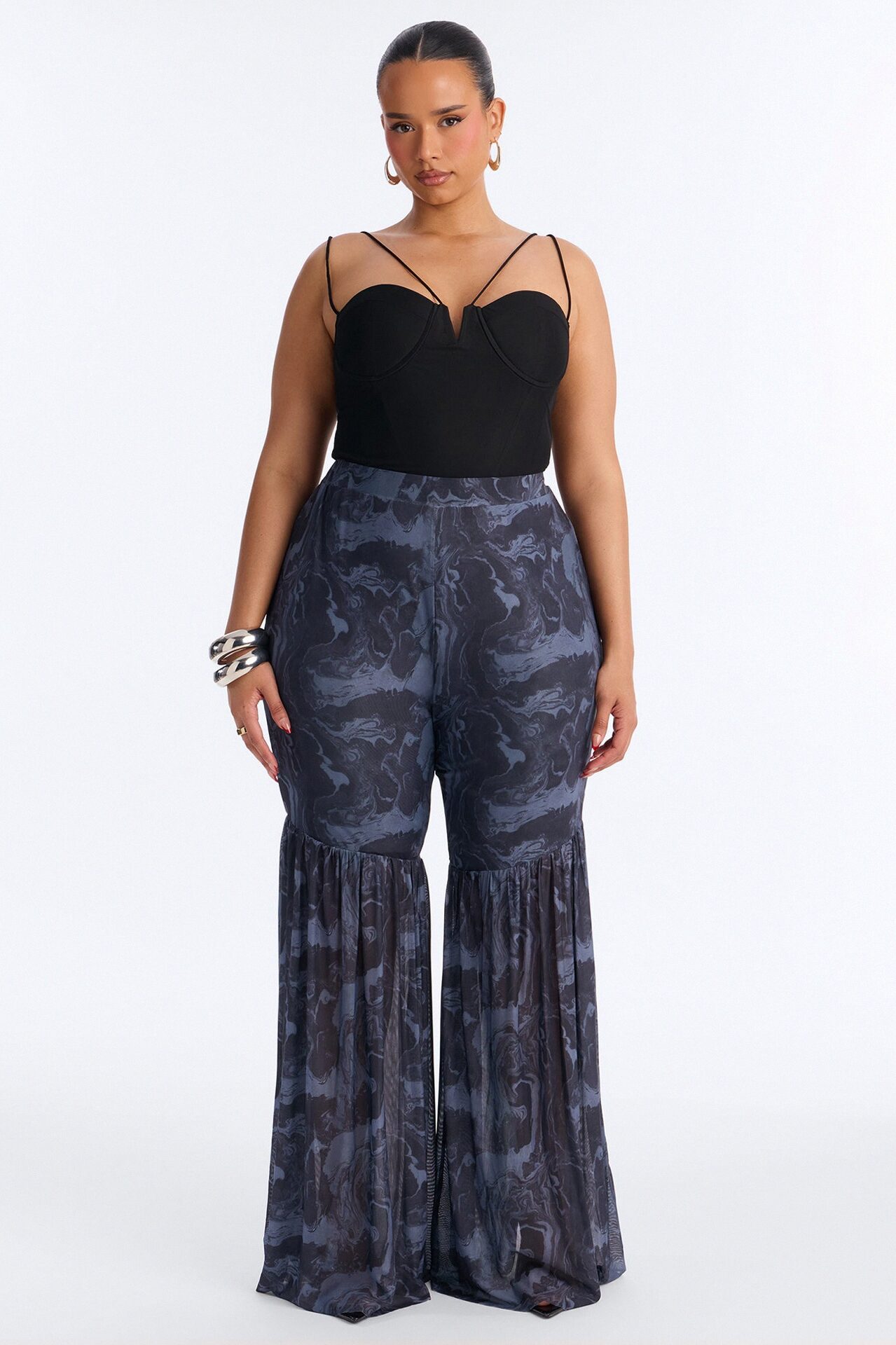 Haven High Rise Mesh Flare Pant - Black/combo