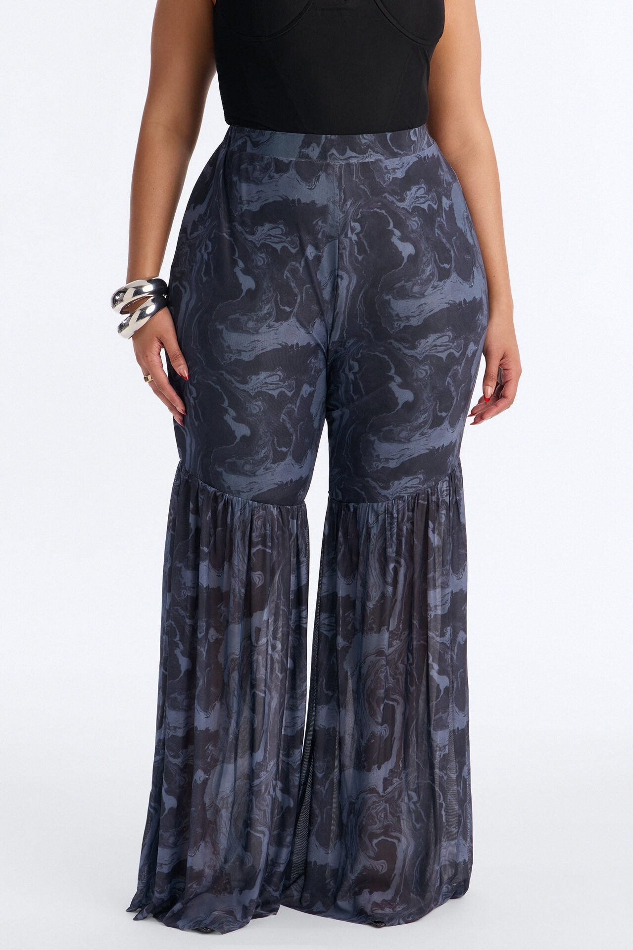 Haven High Rise Mesh Flare Pant - Black/combo