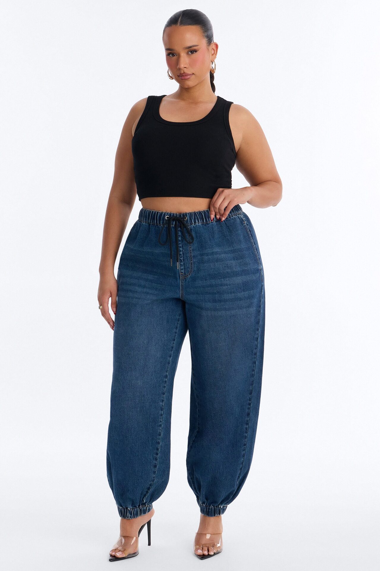 Travel Ready Pull On Jogger Jeans - Dark Wash