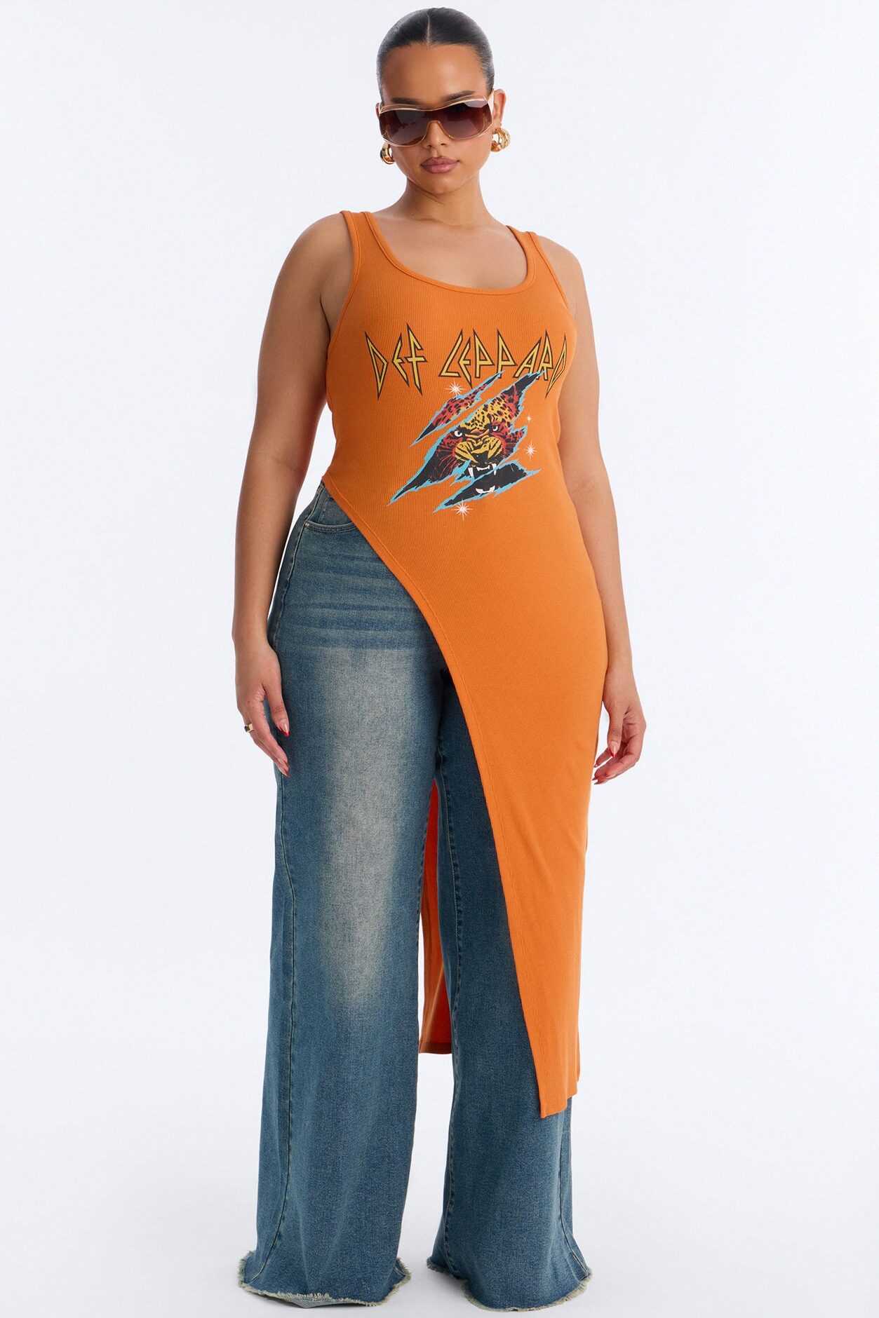 Def Leppard Long Asymmetrical Tank - Orange
