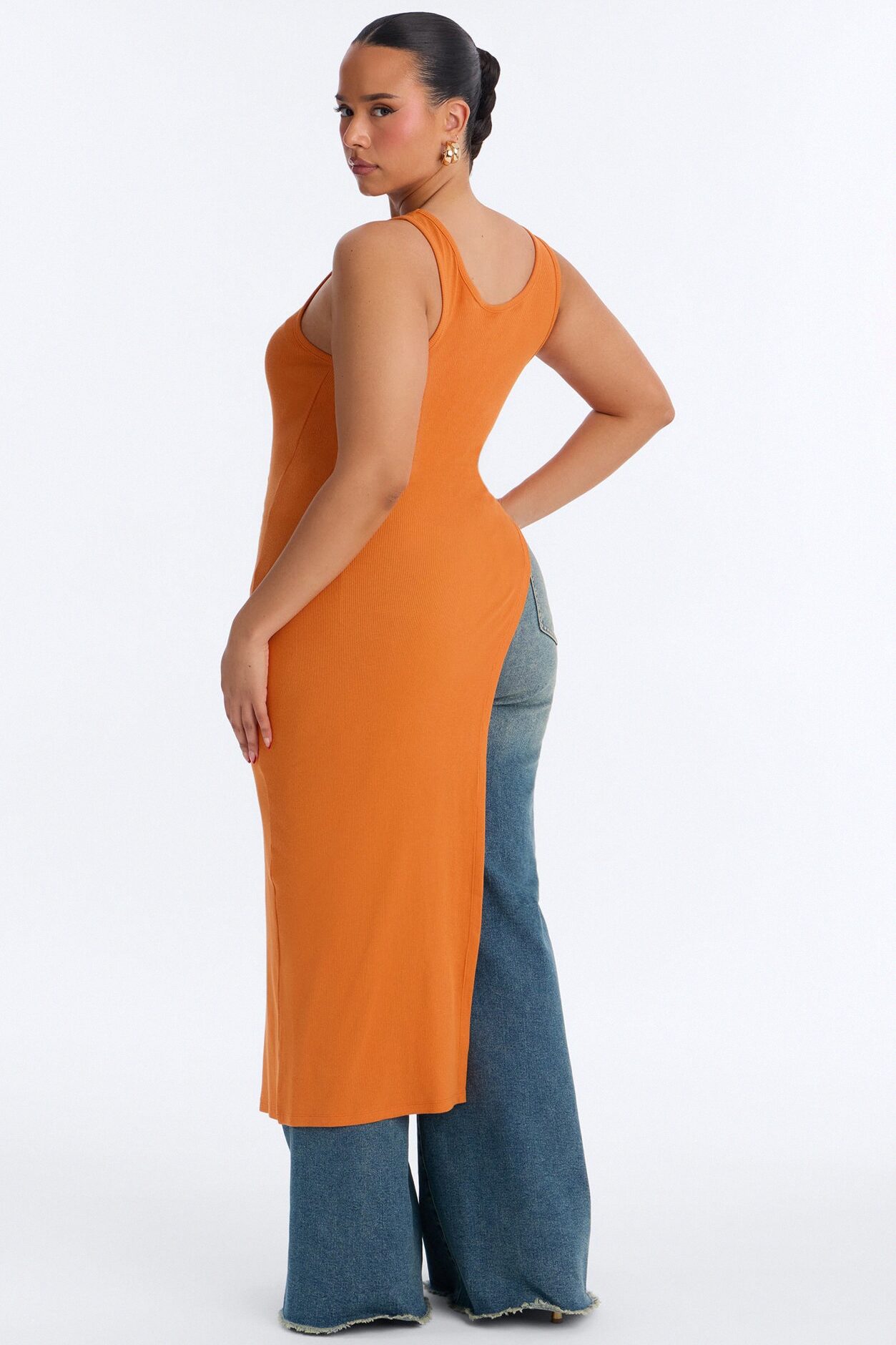 Def Leppard Long Asymmetrical Tank - Orange