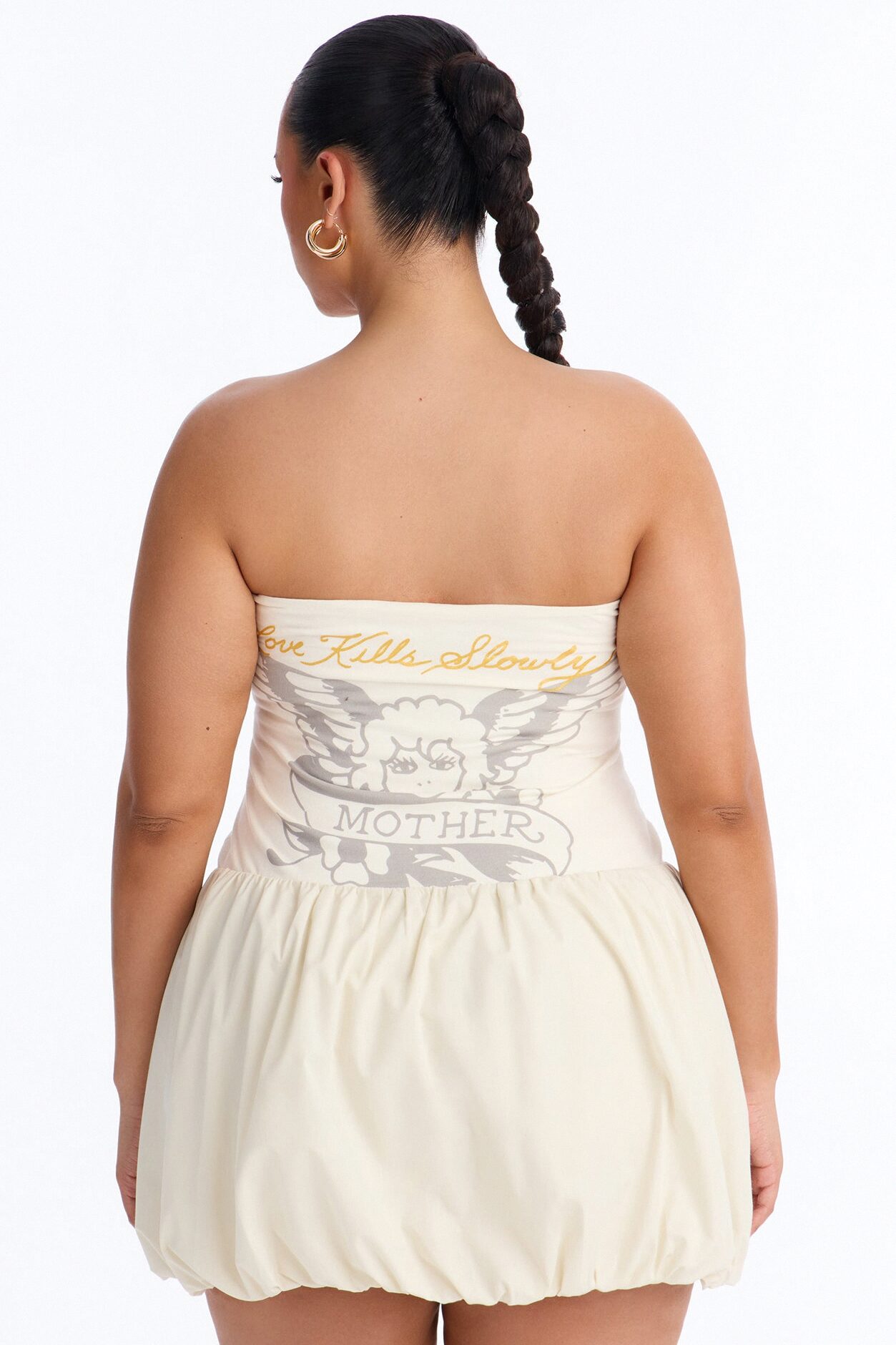 Ed Hardy Mother Mary Bubble Mini Dress - Ivory