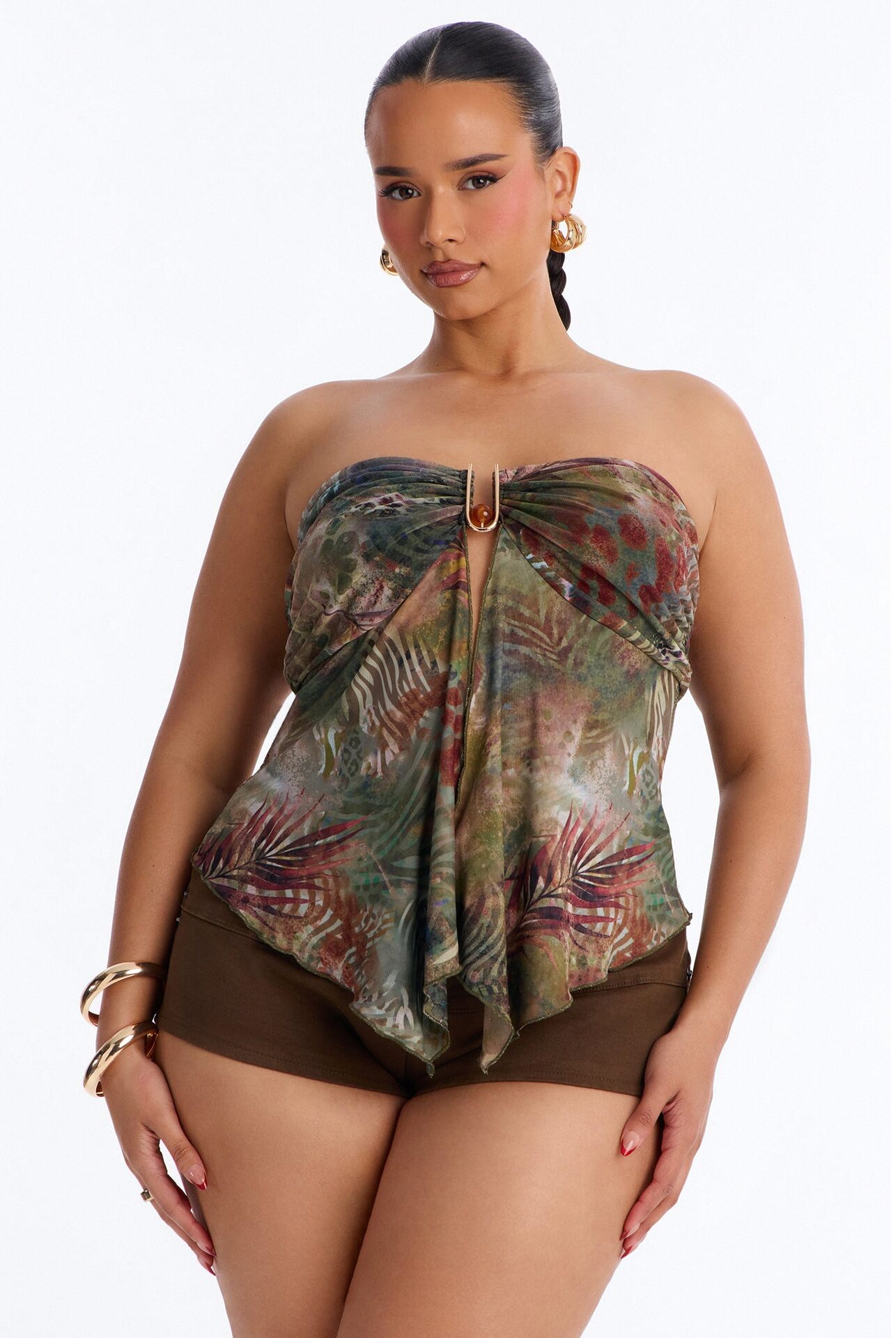Costa Rica Queen Mesh Flyaway Tube Top - Green/combo