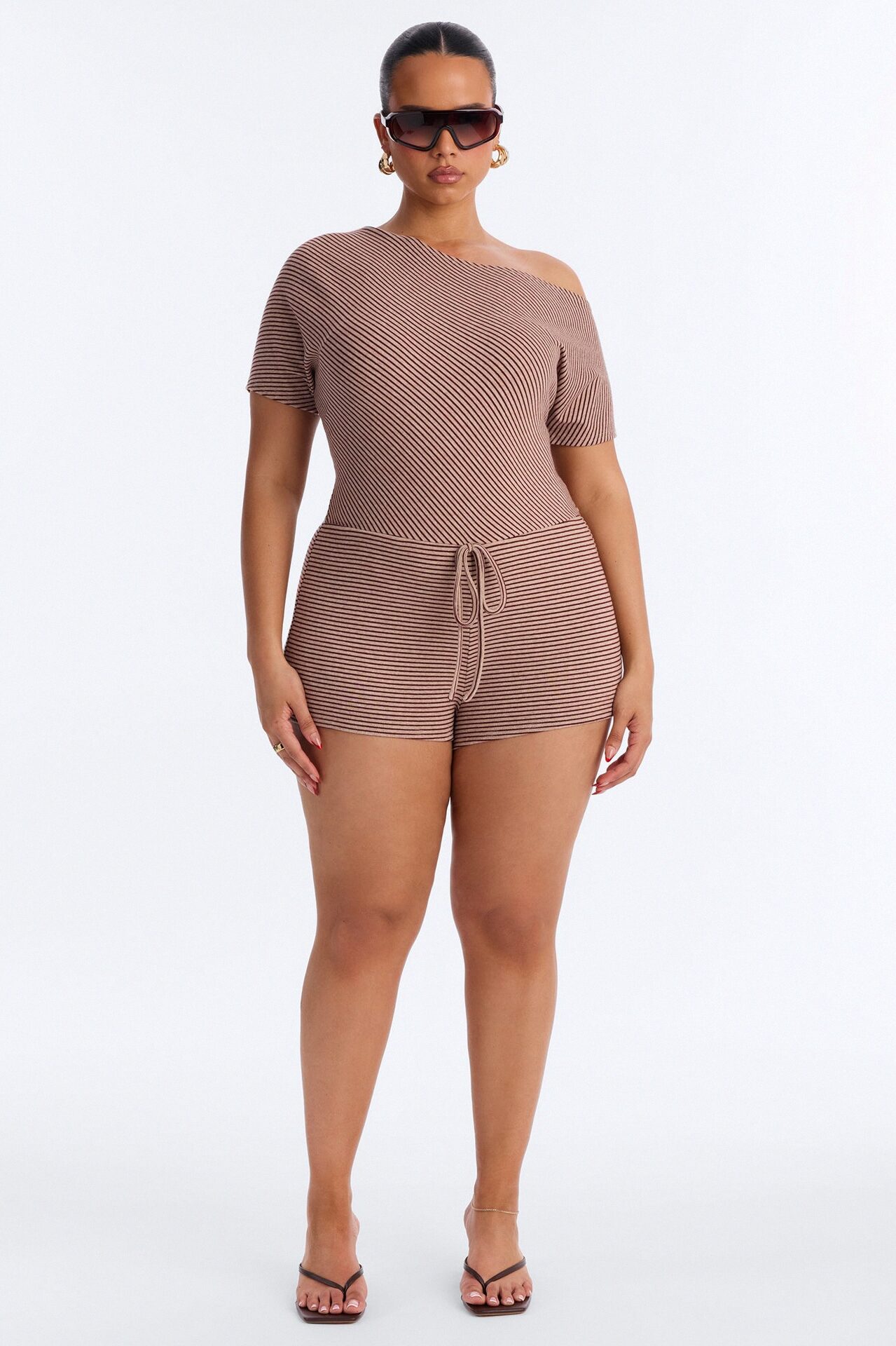 Sunny Side Striped Romper - Chocolate