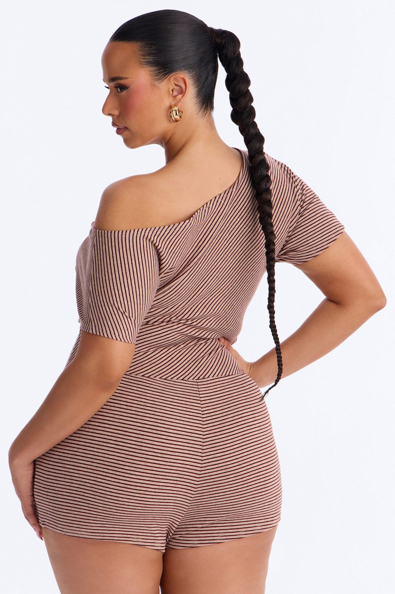 Sunny Side Striped Romper - Chocolate