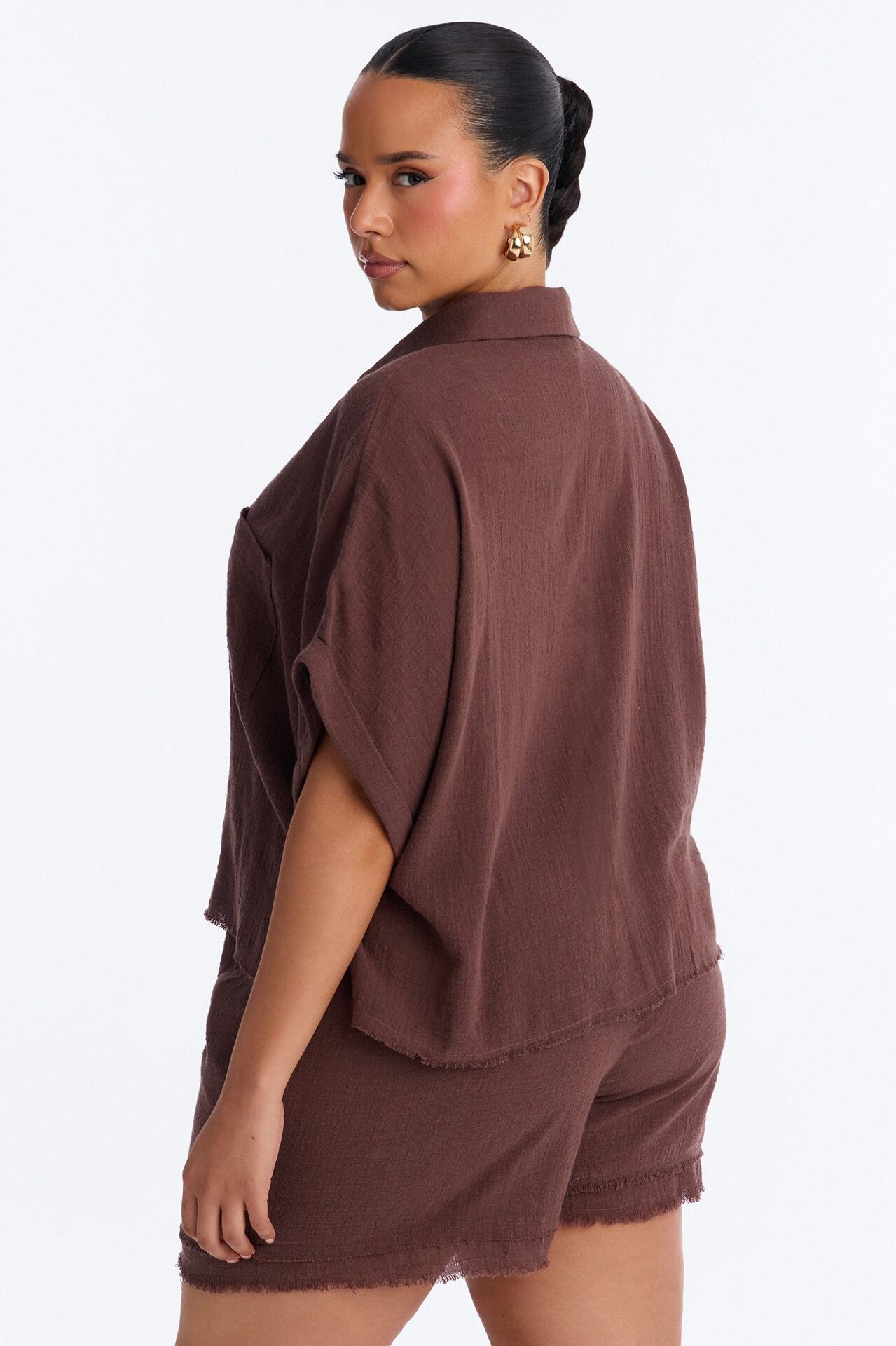 Easy Breezy Linen Short Set - Brown
