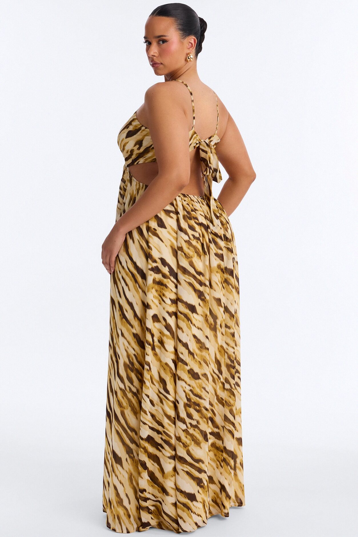 Boardwalk Babe Chiffon Maxi Dress - Mustard/combo