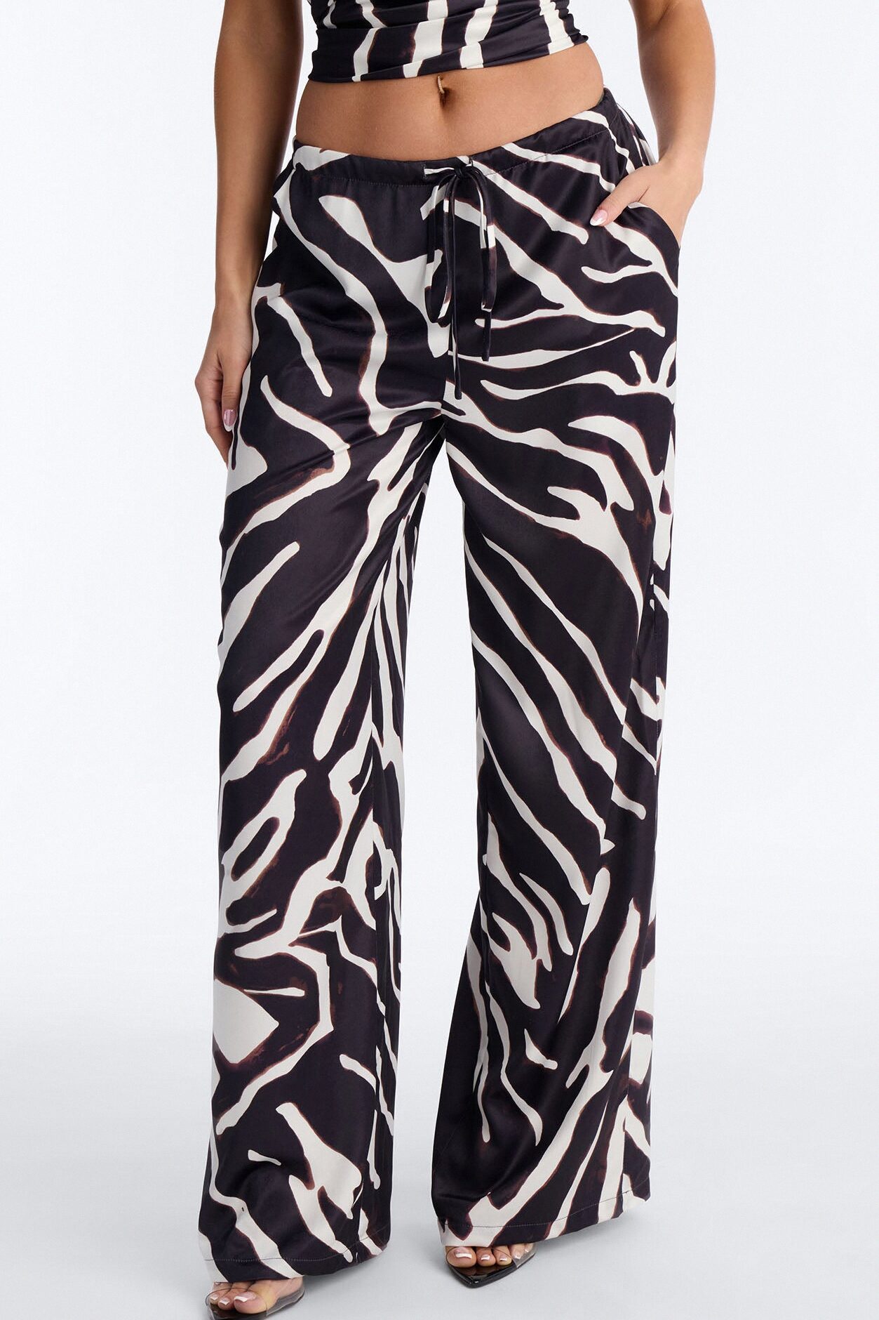 Safari Sunsets Satin Zebra Trouser - Brown Combo