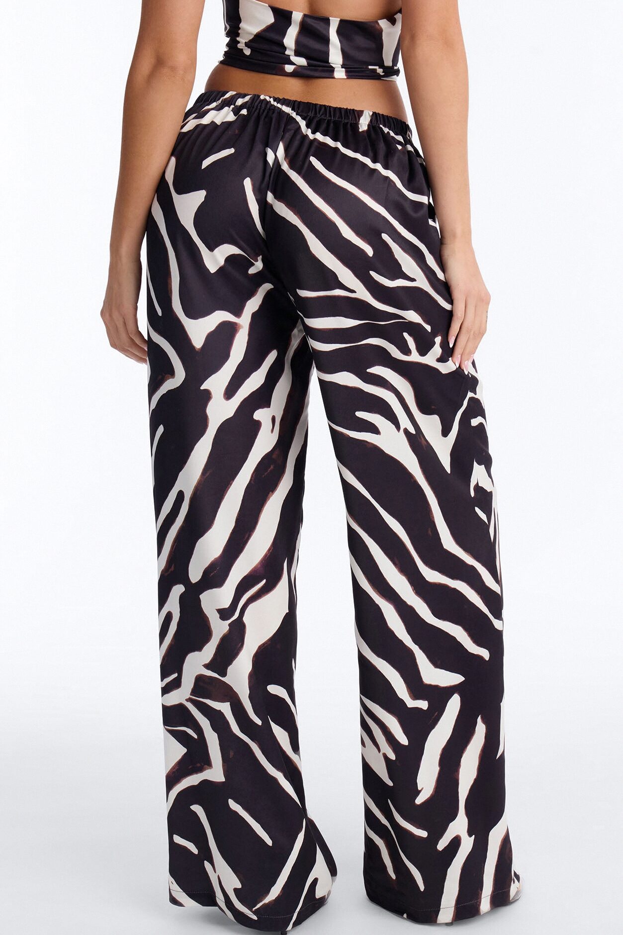 Safari Sunsets Satin Zebra Trouser - Brown Combo