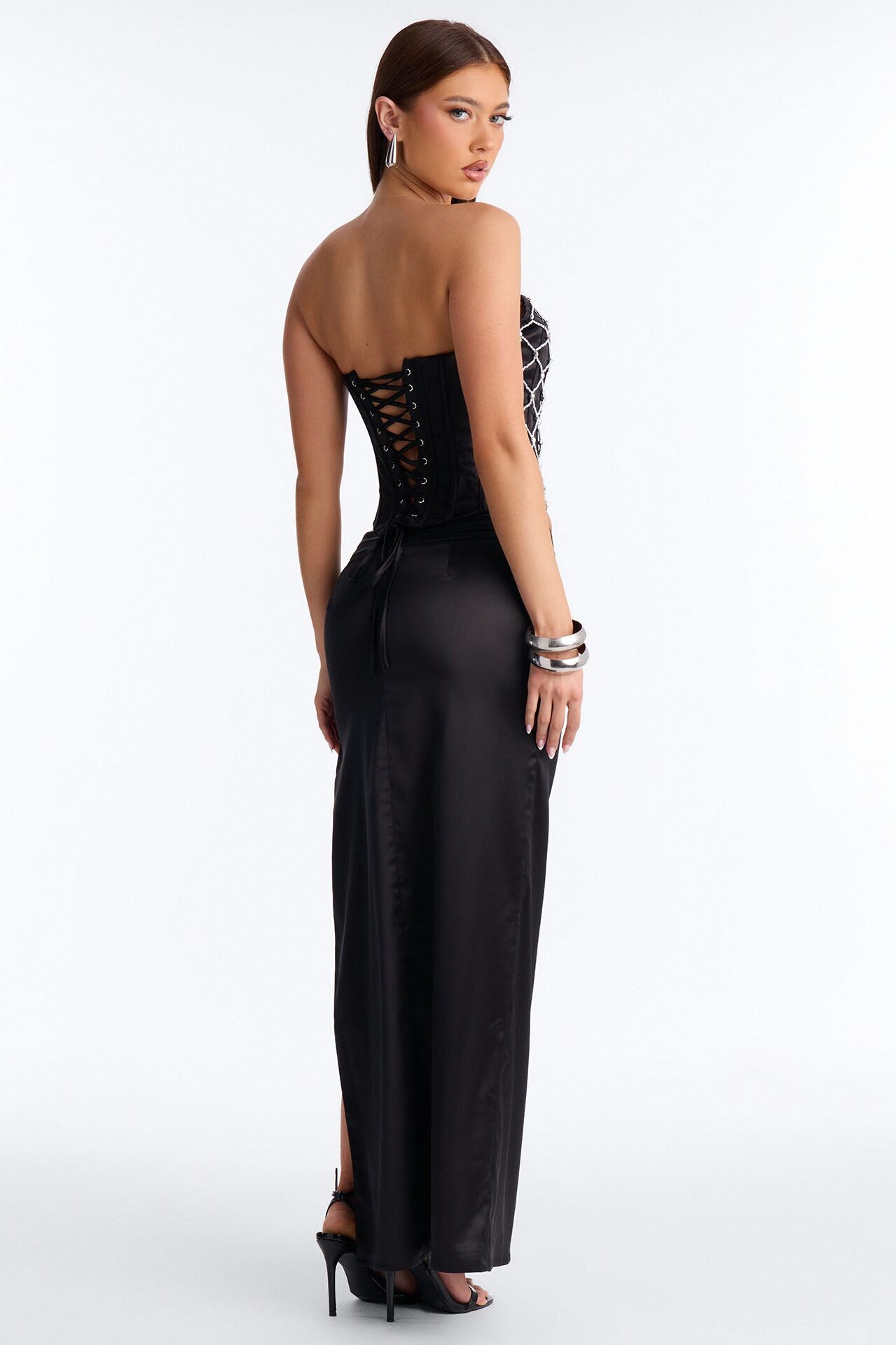 Voltage Satin Maxi Dress - Black