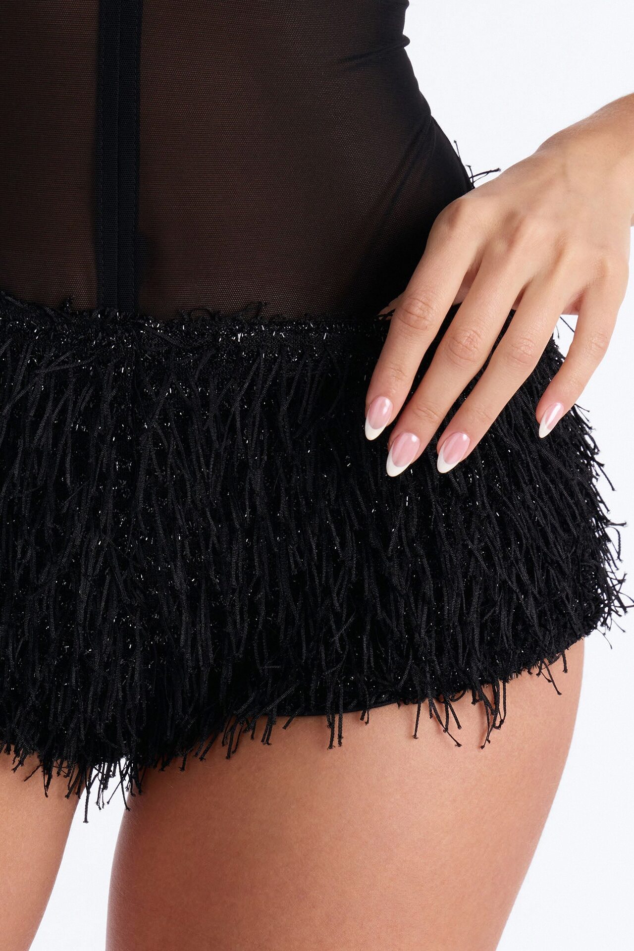 Zoey Textured Low Rise Hot Short - Black