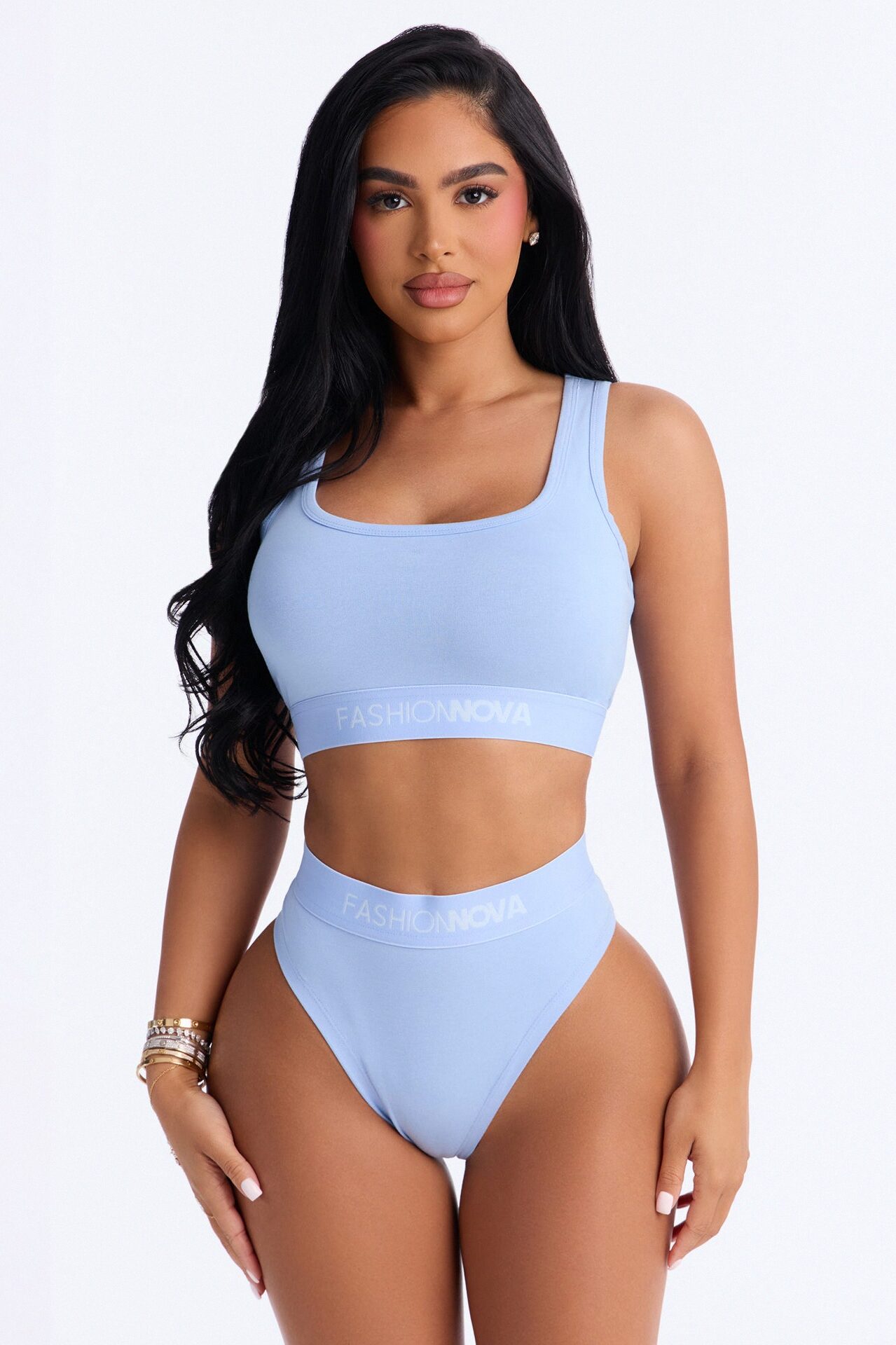FN Mood Tank Bralette And Panty Set - Light Blue