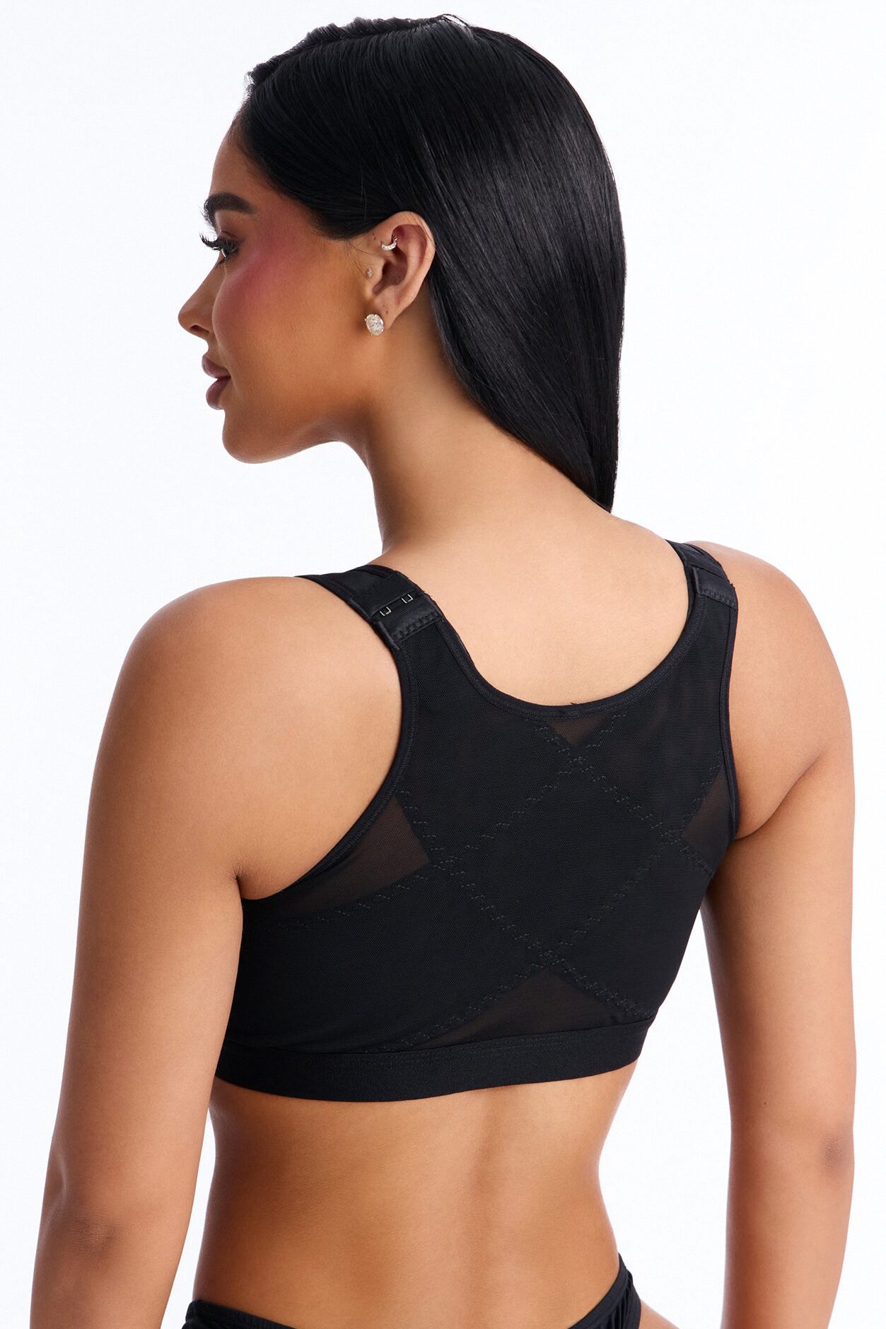 Front Close Wireless Posture Support Bra - Black