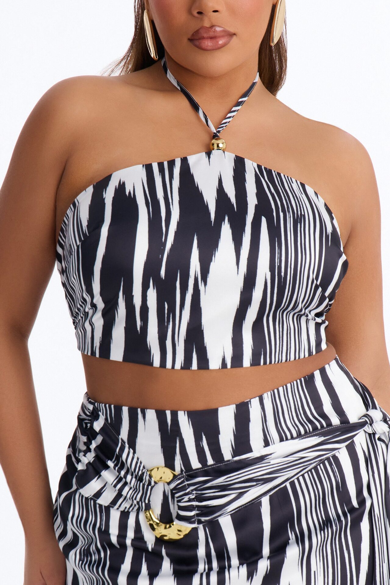 Wild Card Halter Skirt Set - Black/White