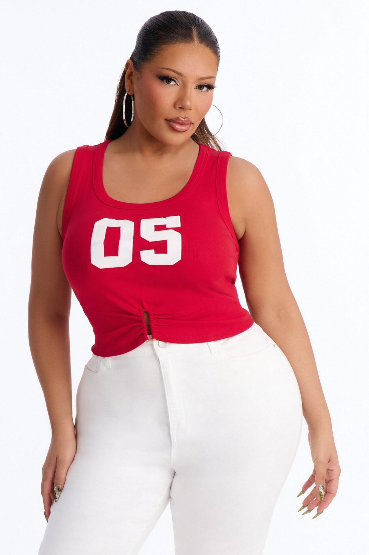 05 Ribbed Tank Top - Red