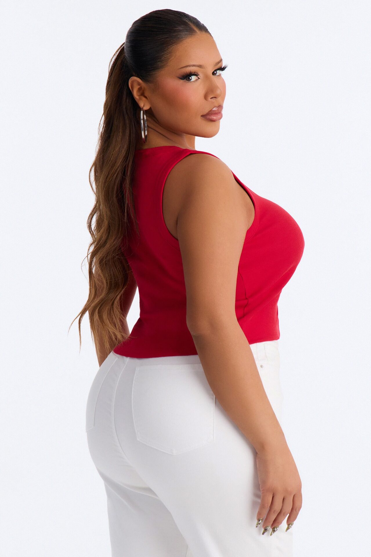 05 Ribbed Tank Top - Red