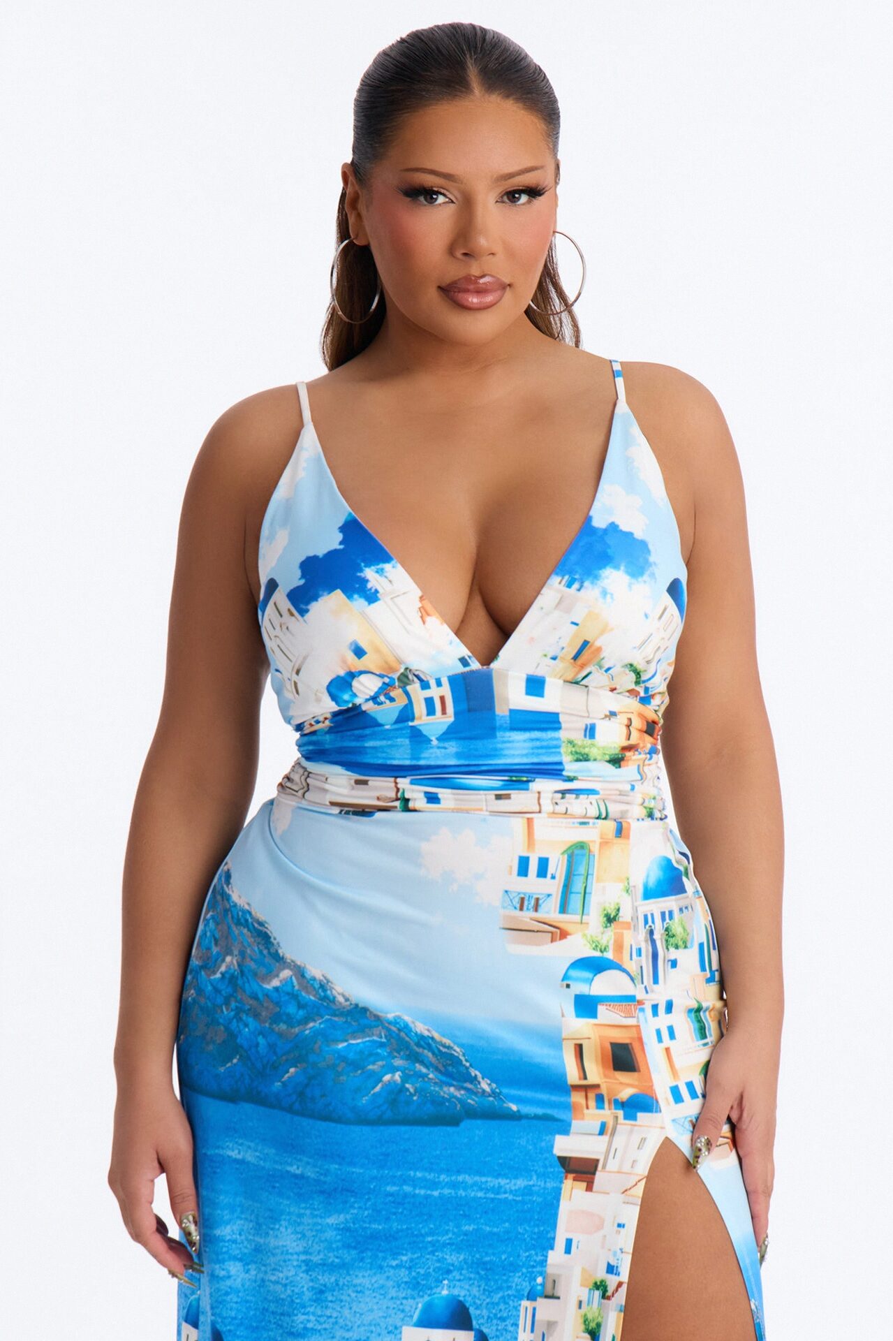 Havana Honey Halter Maxi Dress - Blue/combo
