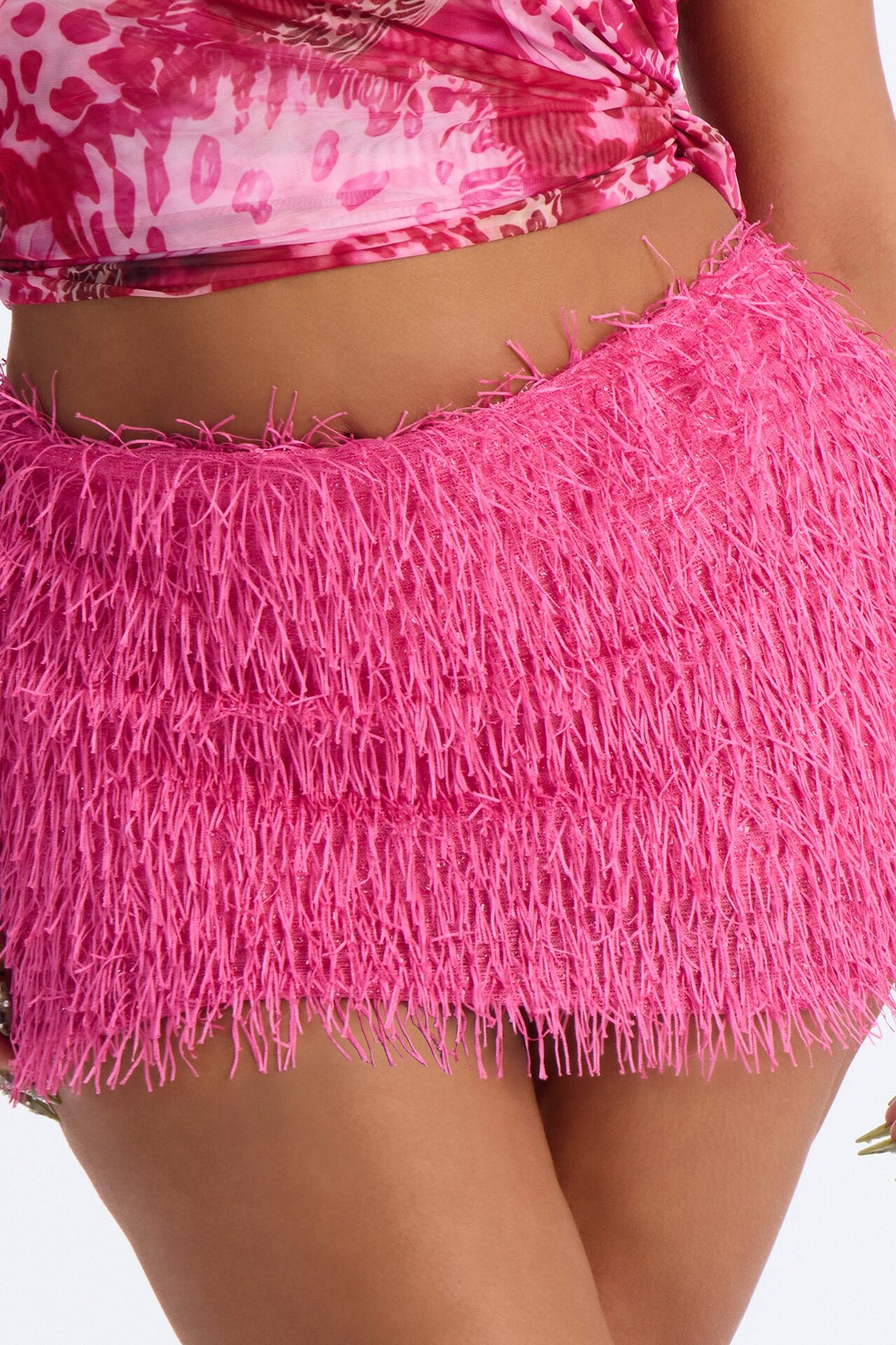 Zoey Textured Mid Rise Mini Skort - Pink