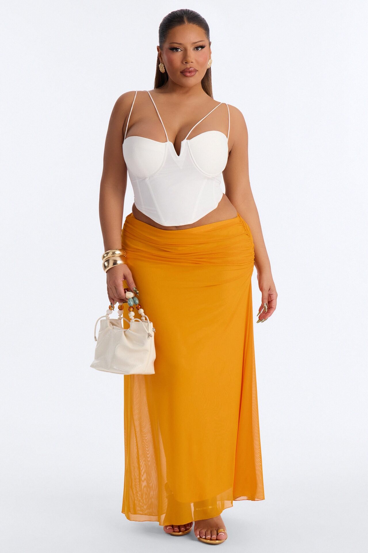 Sassy Swinger Asymmetric Waistband Maxi Skirt - Mustard