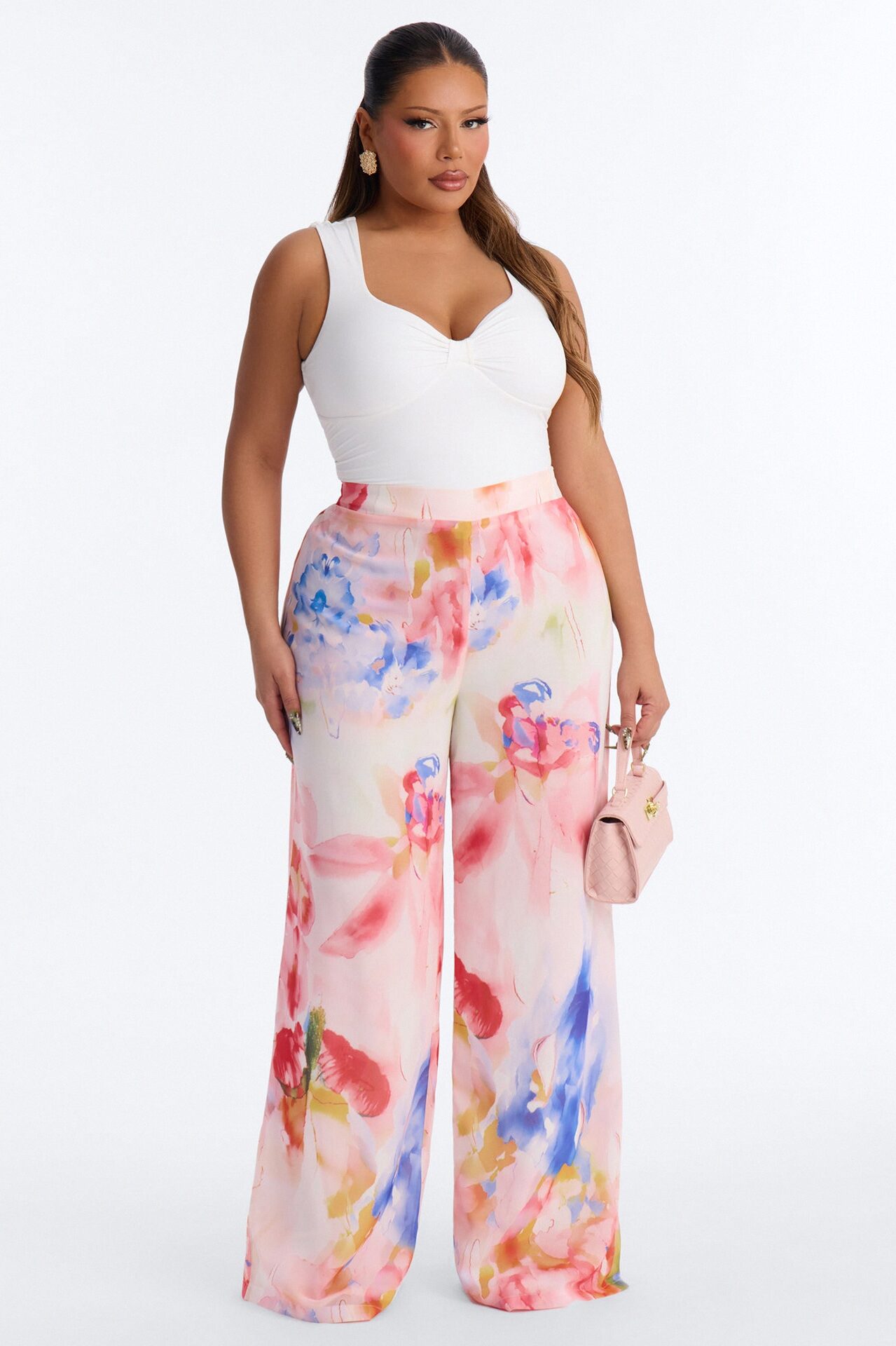 Alexandria High Rise Chiffon Wide Leg Pant - Multi Color