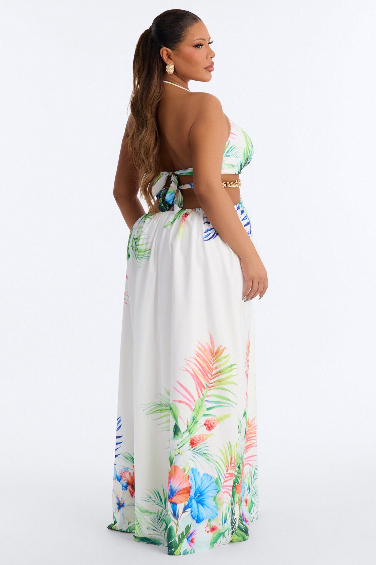Sweet Like Me Halter Maxi Dress - White/combo