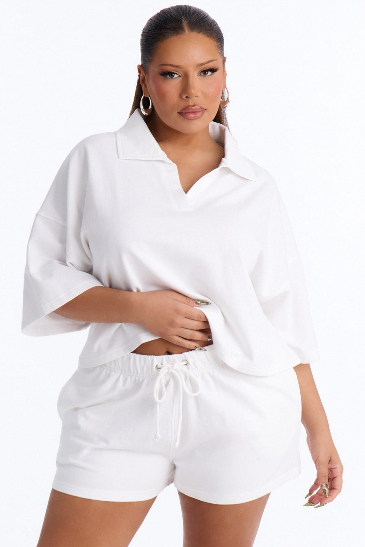 Weekend Moment Polo Short Set - White