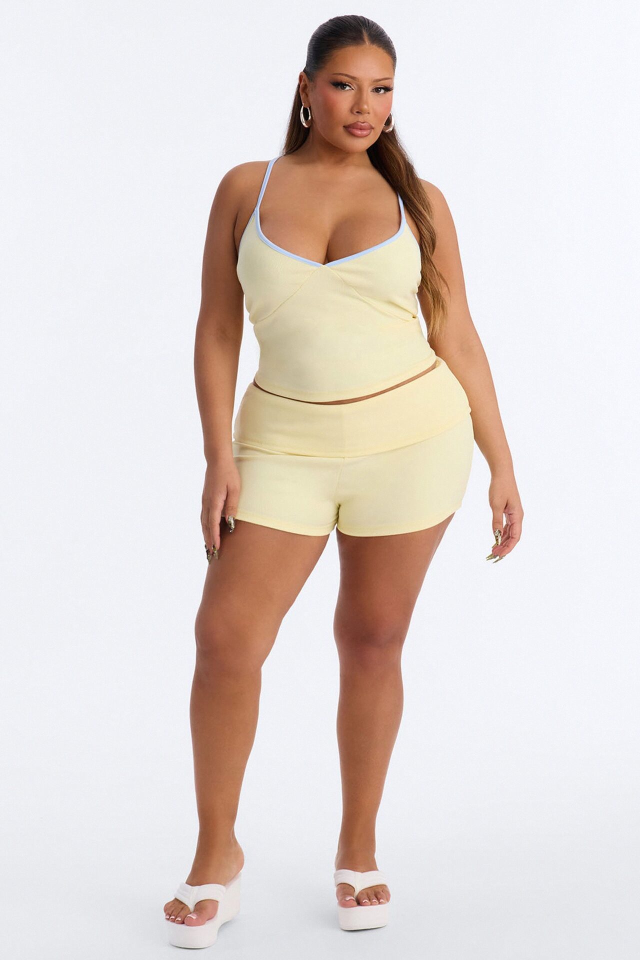 Cali Girl Foldover Waist Short Set - ButterYellow