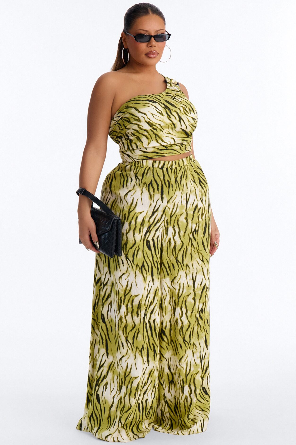 Coastal Jungle Linen Pant Set - Green/combo