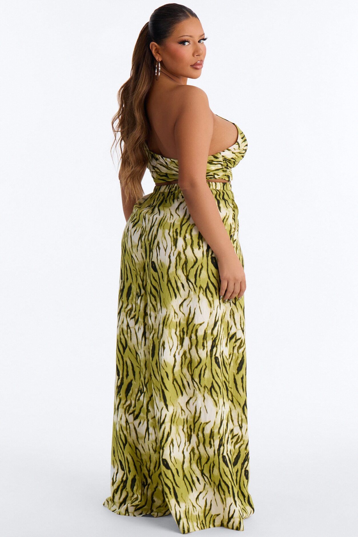 Coastal Jungle Linen Pant Set - Green/combo