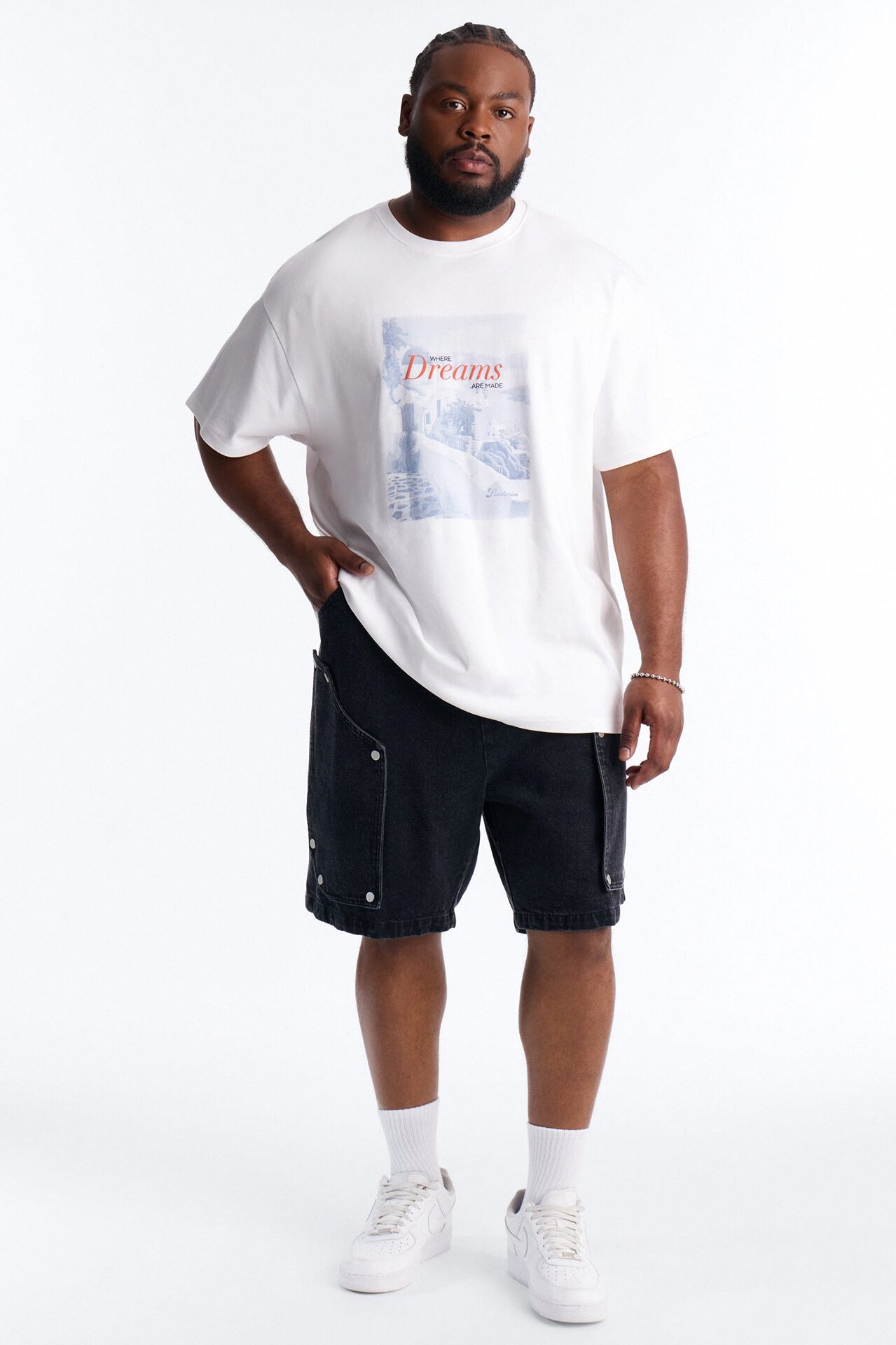 Baggy Utility Snap Panel Denim Short - Black Wash