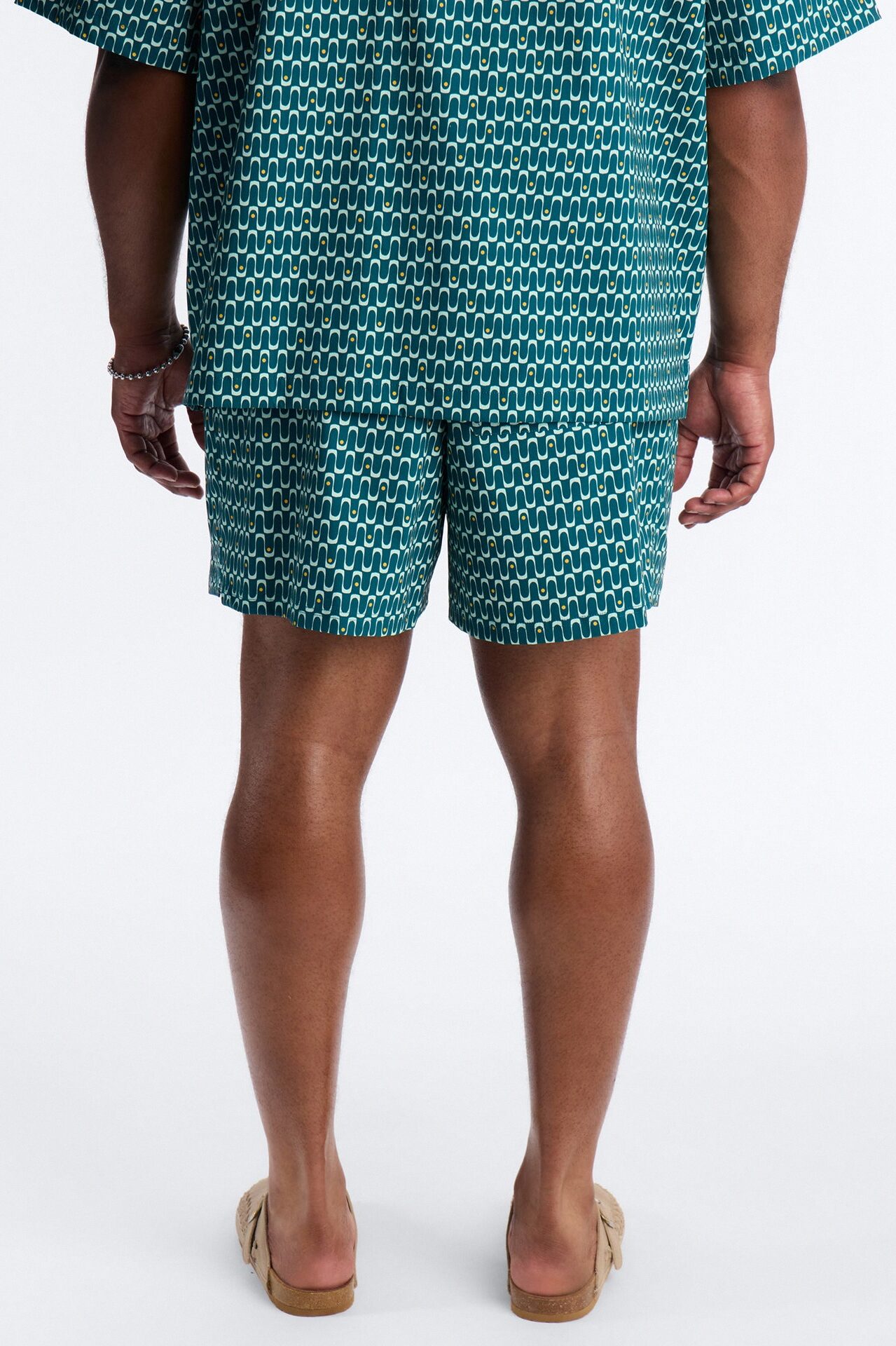 Disco Plunge Geometric Swim Trunk 4″ - Teal/combo