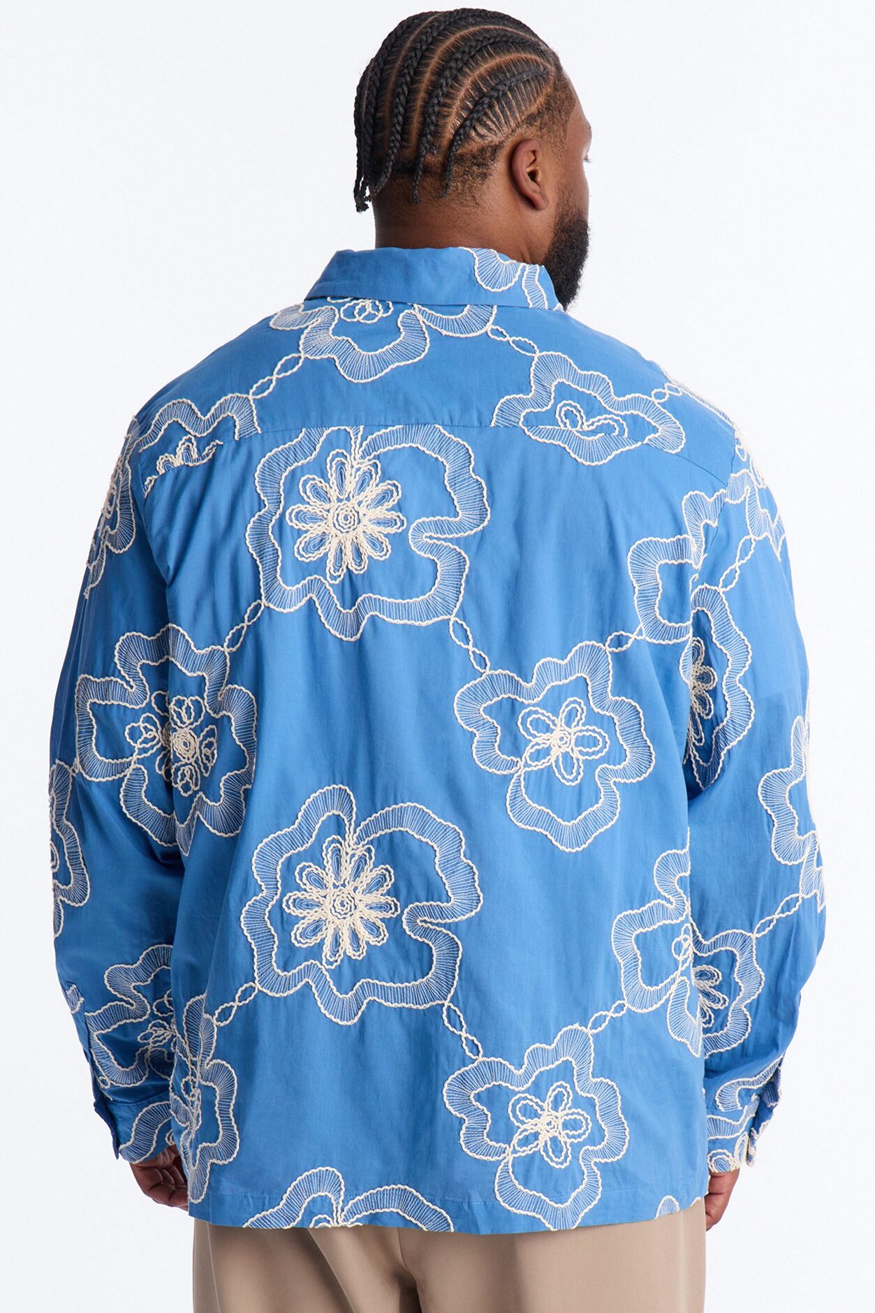 Fleur Entwine Long Sleeve Button Up Shirt - Blue
