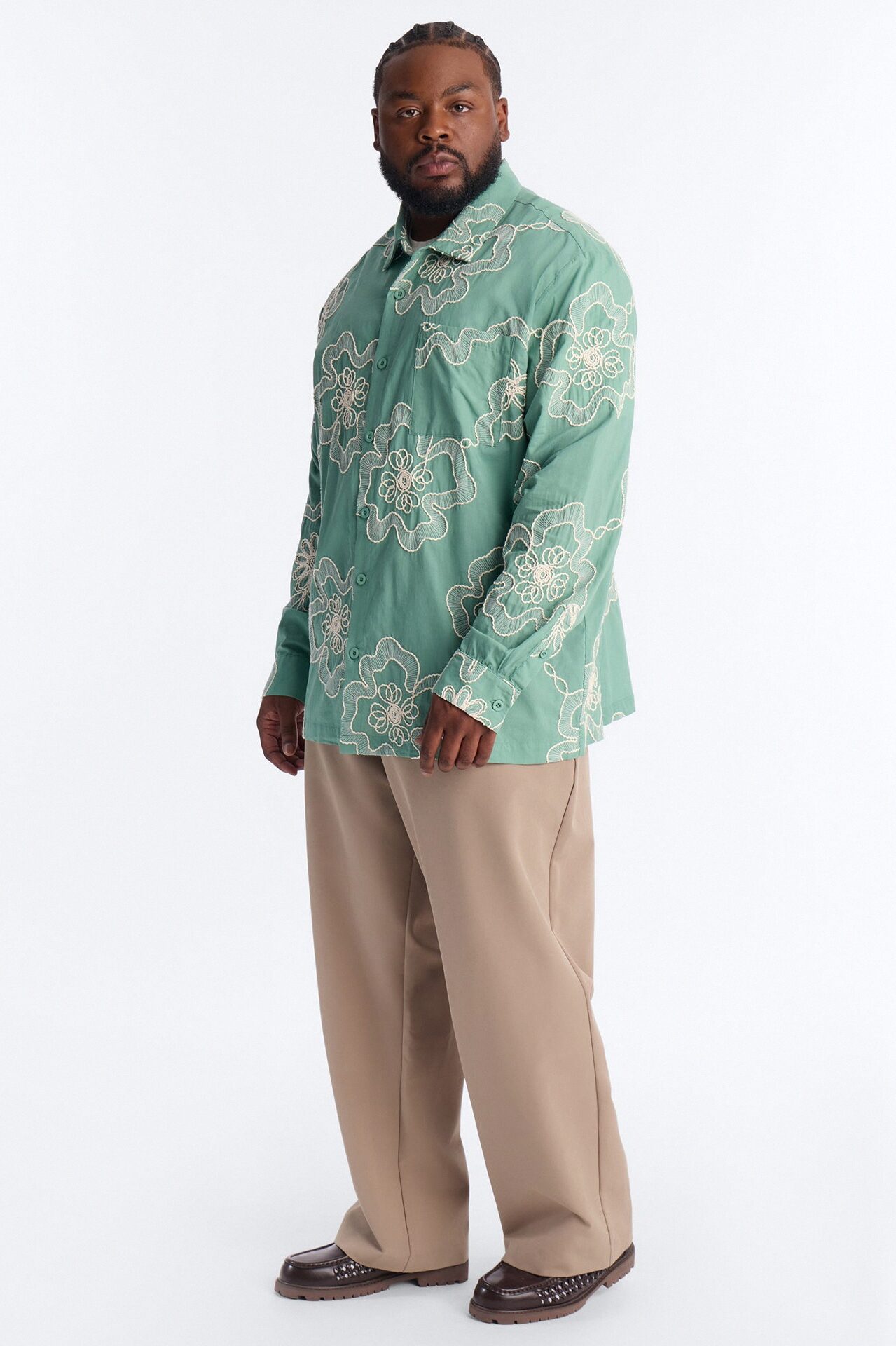 Fleur Entwine Long Sleeve Button Up Shirt - Mint