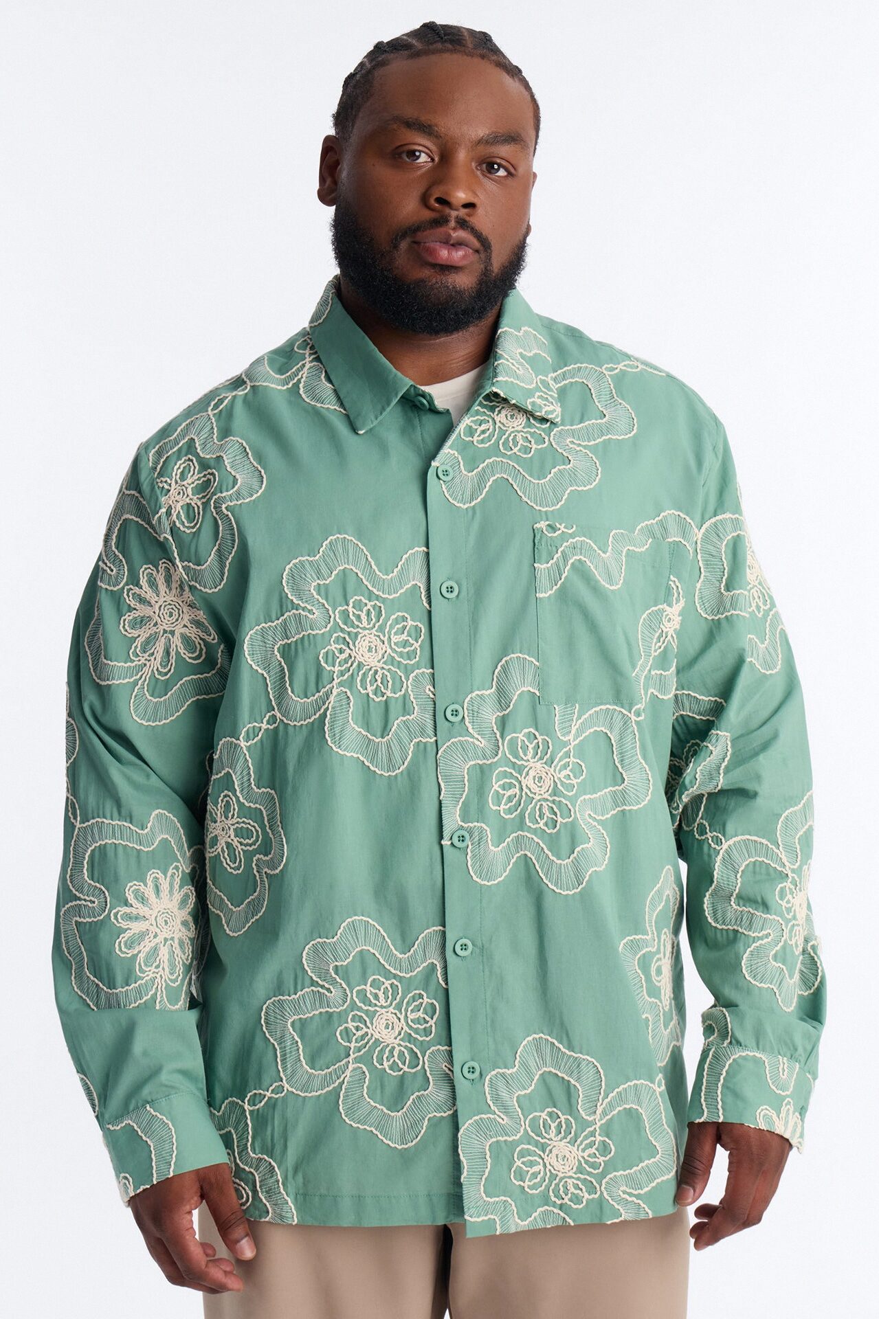 Fleur Entwine Long Sleeve Button Up Shirt - Mint
