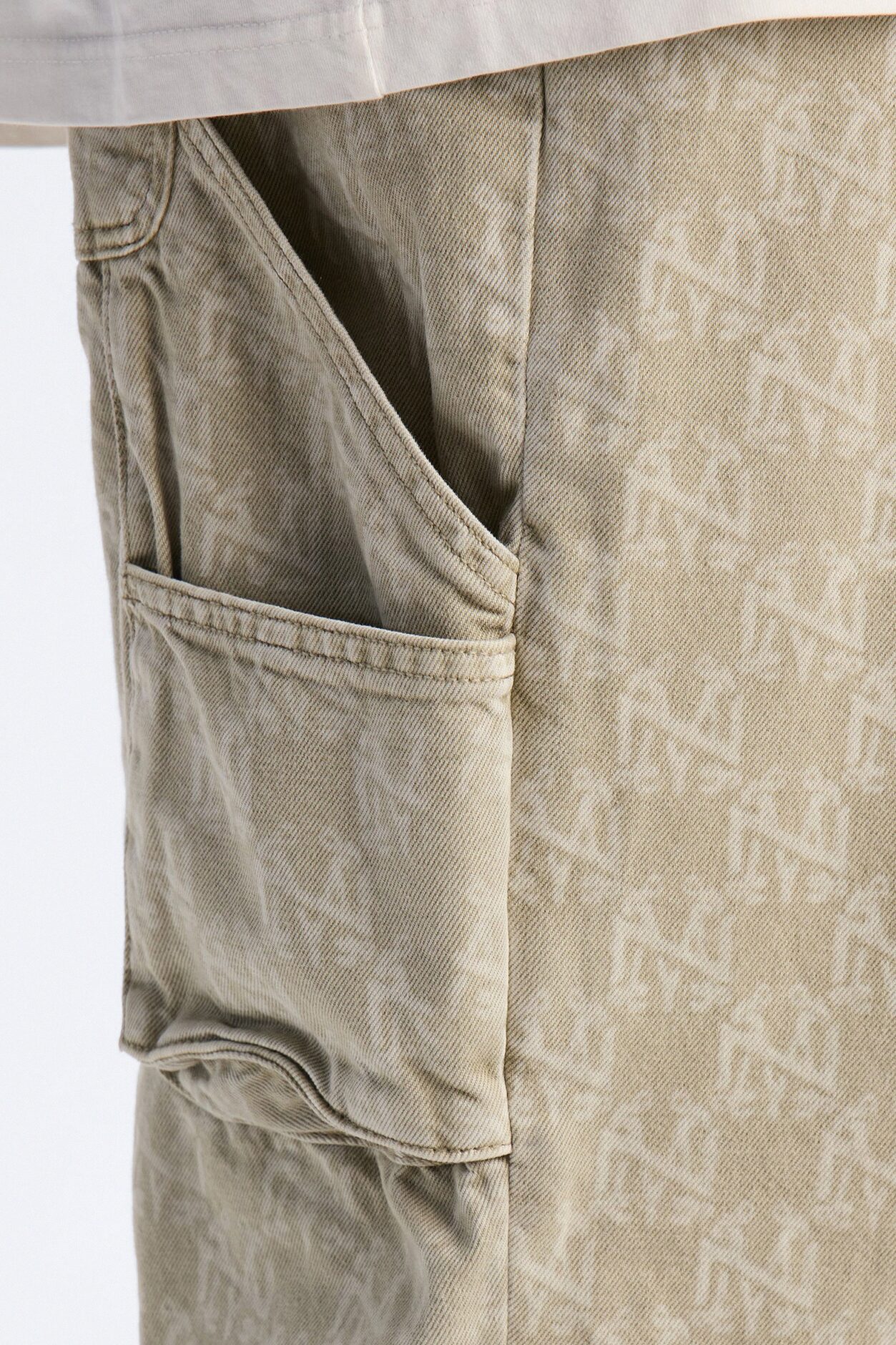 Straight Break Wide Monogram Distressed Jean - Sage