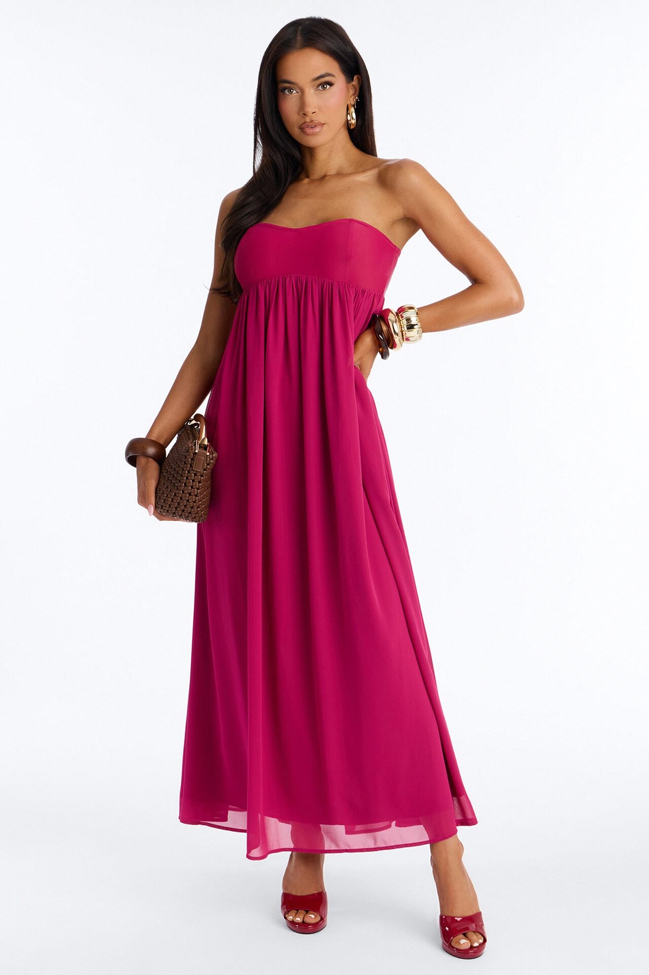 She's Effortless Chiffon Maxi Dress - Magenta