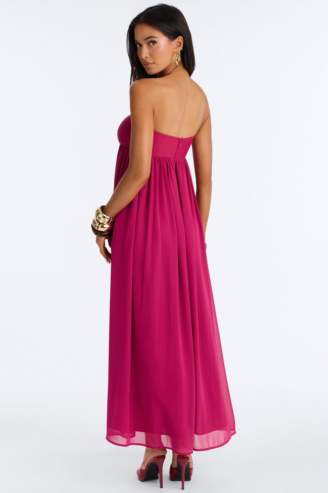 She's Effortless Chiffon Maxi Dress - Magenta