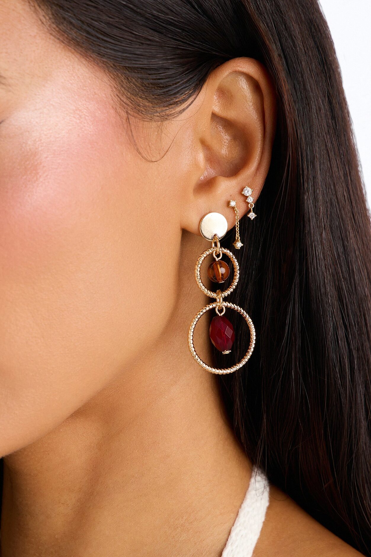 Love Is Blind Beaded Drop Earrings - Gold/combo