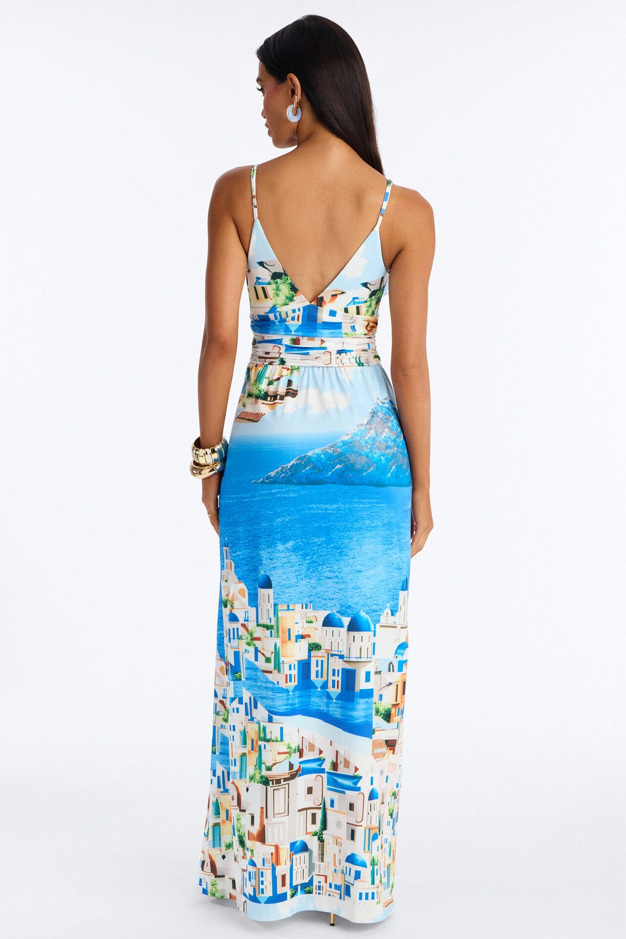 Havana Honey Halter Maxi Dress - Blue/combo
