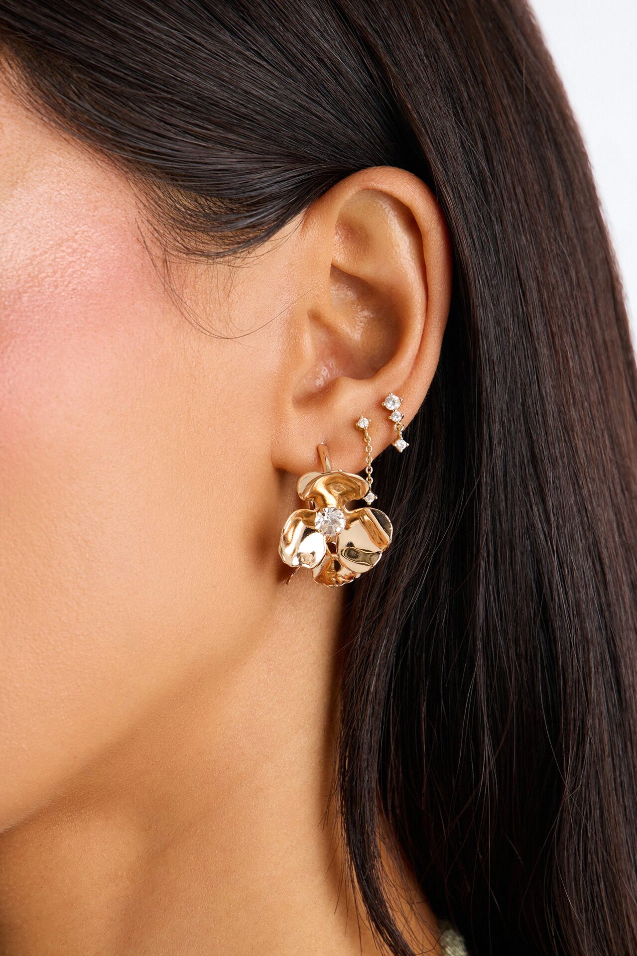 Must’ve Been Something Floral Hoop Earrings - Gold