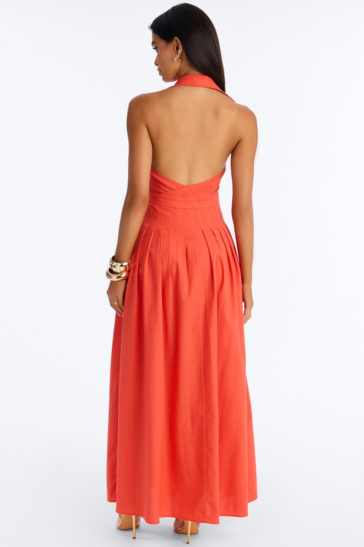 Must Be Nice Collared Maxi Dress - Coral