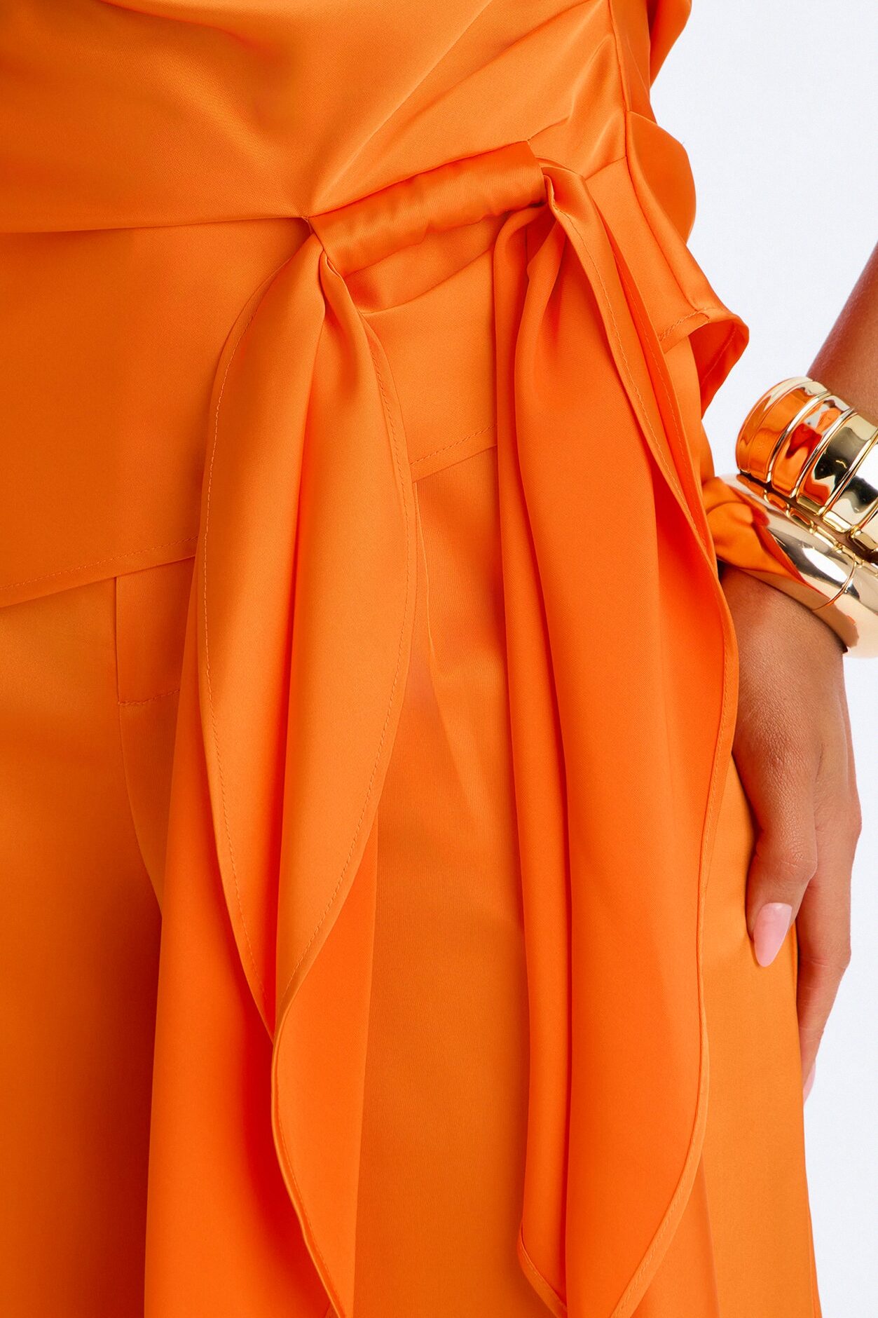 Effortless Strapless Satin Pant Set - Orange