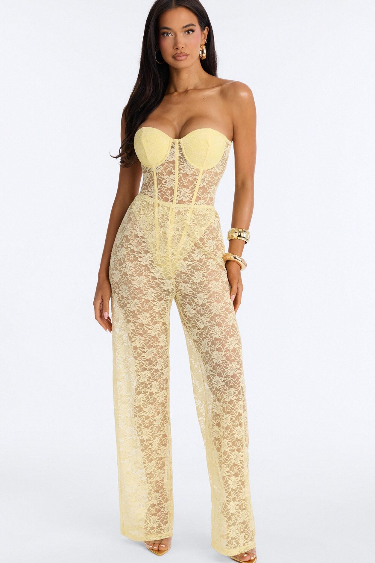 Laced In Lust Corset Pant Set - Butter Yellow