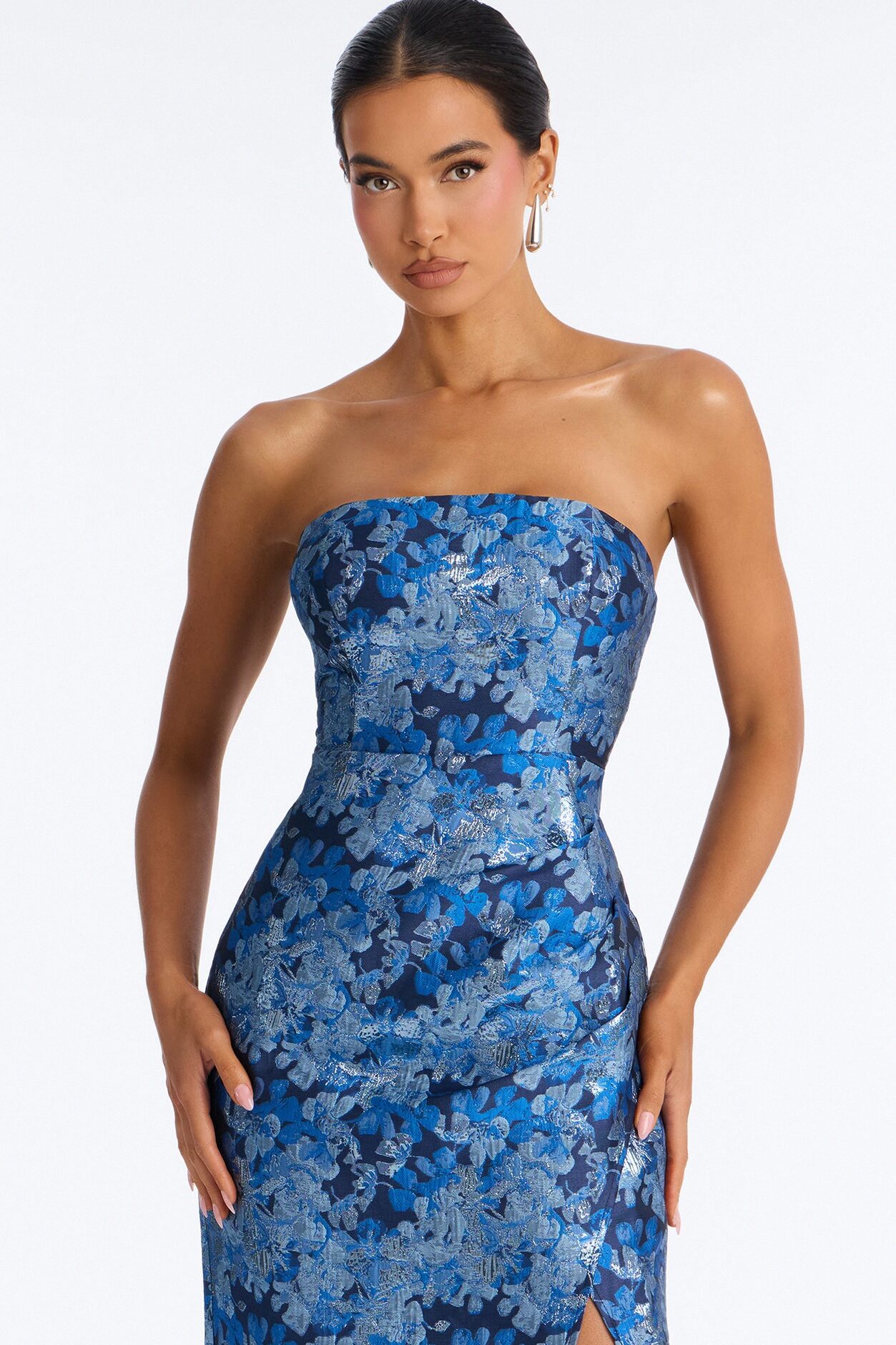 Amaria Jacquard Midi Dress - Navy/combo