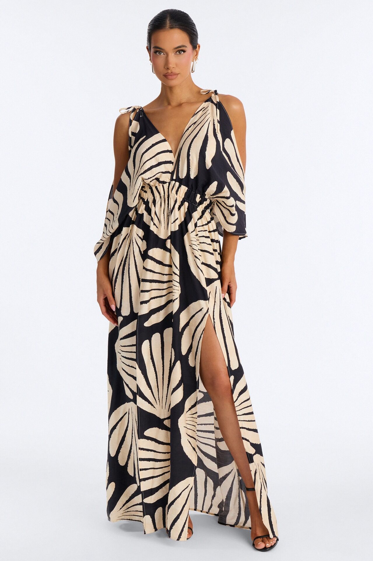 Laurel High Slits Maxi Dress - Black/combo