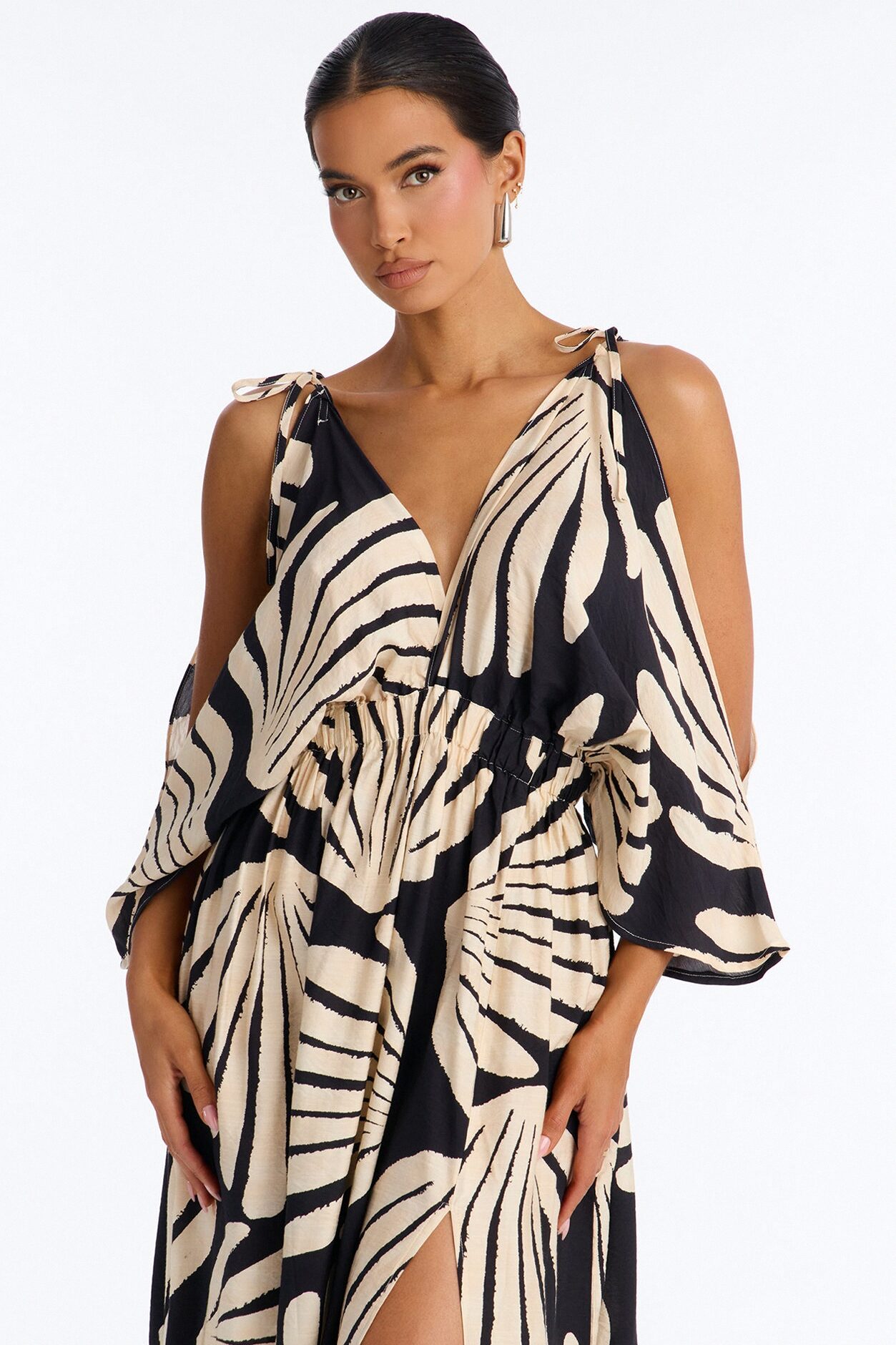Laurel High Slits Maxi Dress - Black/combo