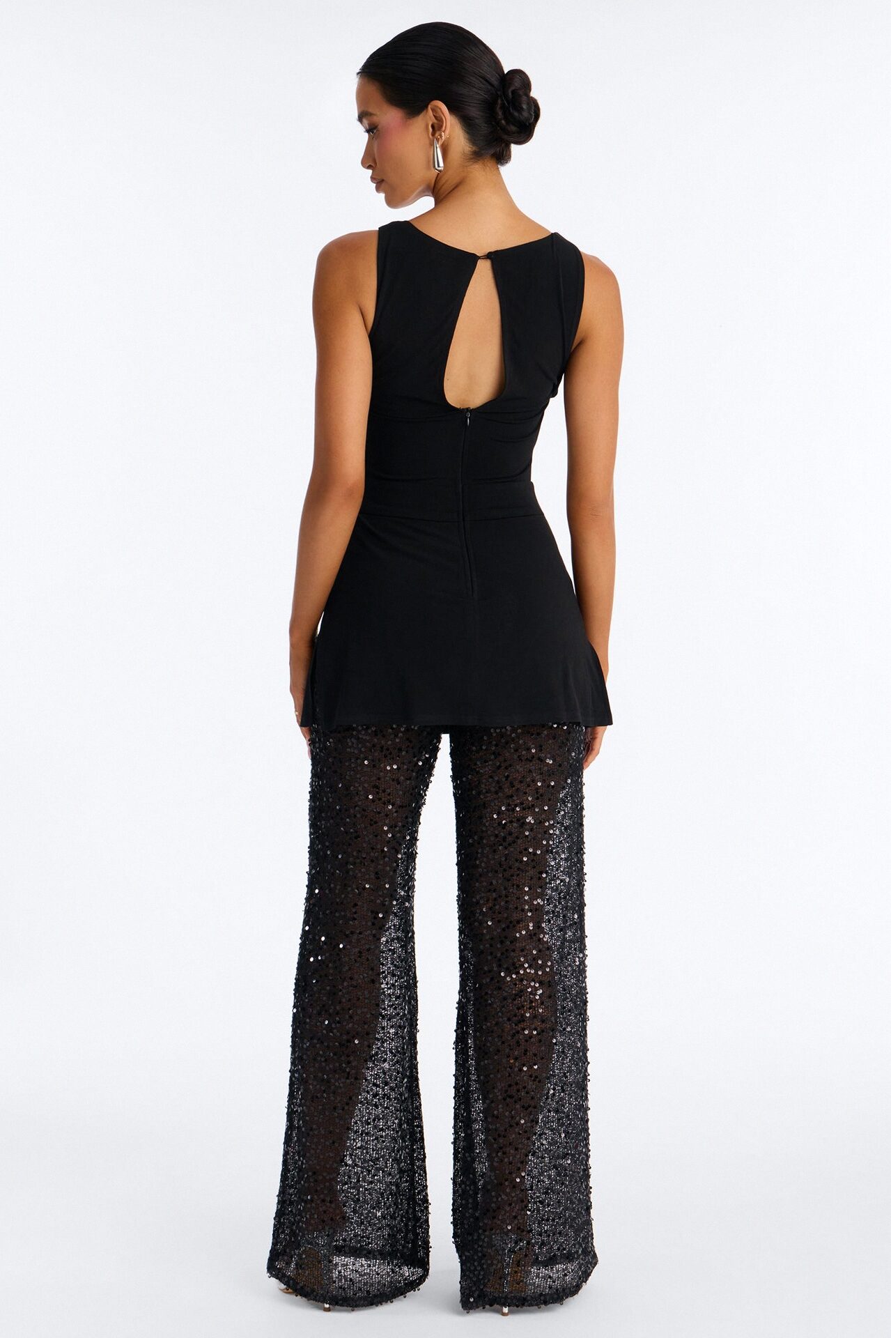 Mari Knit Sequin Jumpsuit - Black